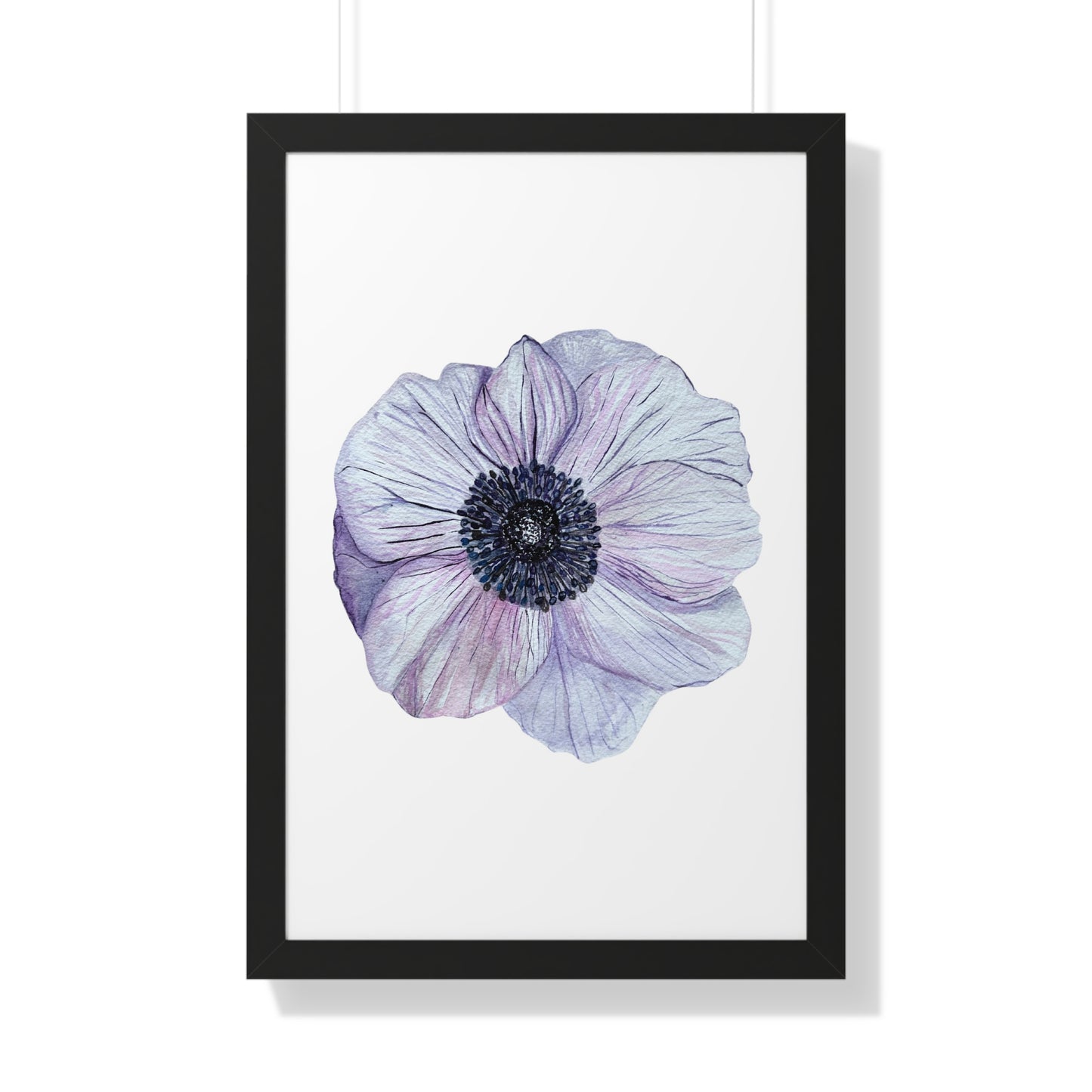 Framed Floral  Print — White Lavender Anemone Wall Art