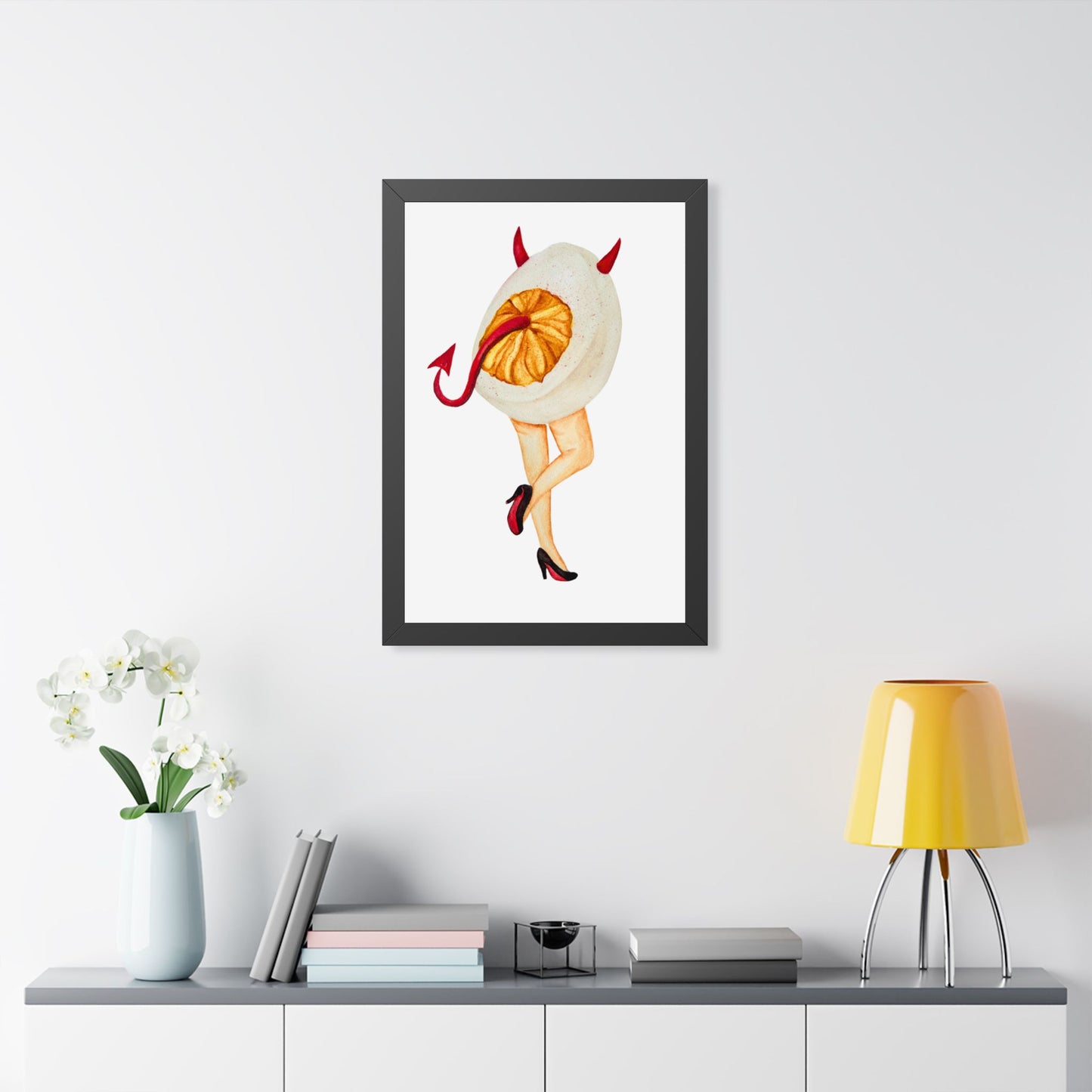 Devilish Egg Darling Quirky Pinup Art Framed Print