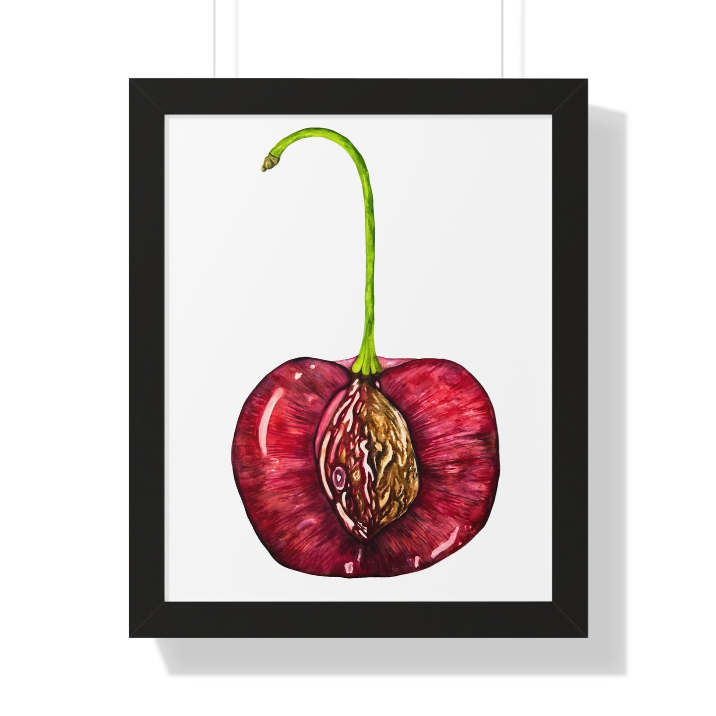 Cherry Pit Watercolor Framed Art Print
