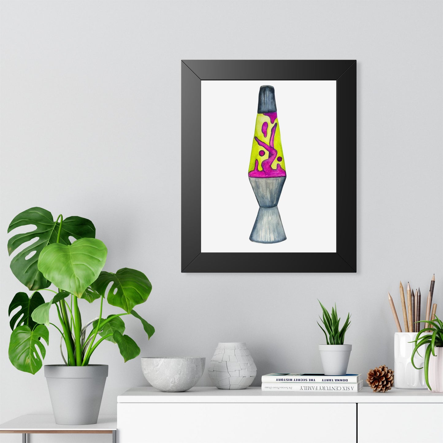 Lava Lamp Lady Framed Poster  Retro Neon Home Wall Art
