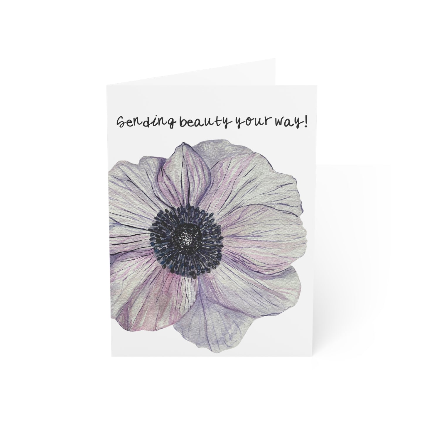 Just Because Anemone Wildflower Greeting Card Handpainted Watercolor Sending Beauty Your Way
