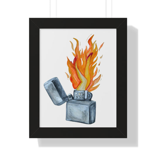 Flaming Lighter with Legs — Watercolor Fire Art Print