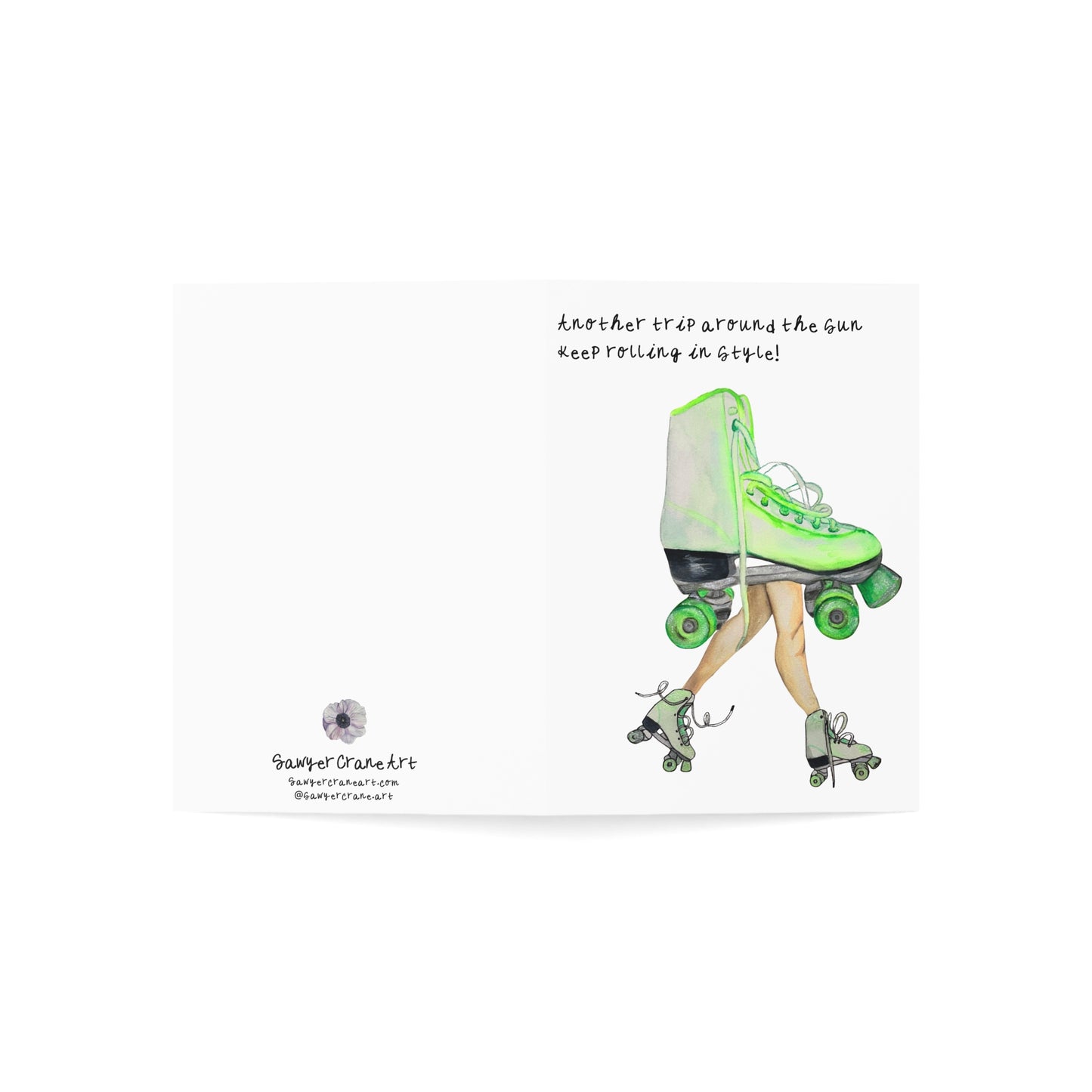 Roller Skate Greeting Card – “Another Trip Around the Sun” Birthday Card (Blank Inside)