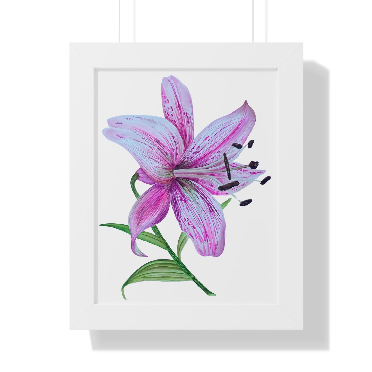 Framed Art Print - Pink Tiger Lily Botanical Wall Art