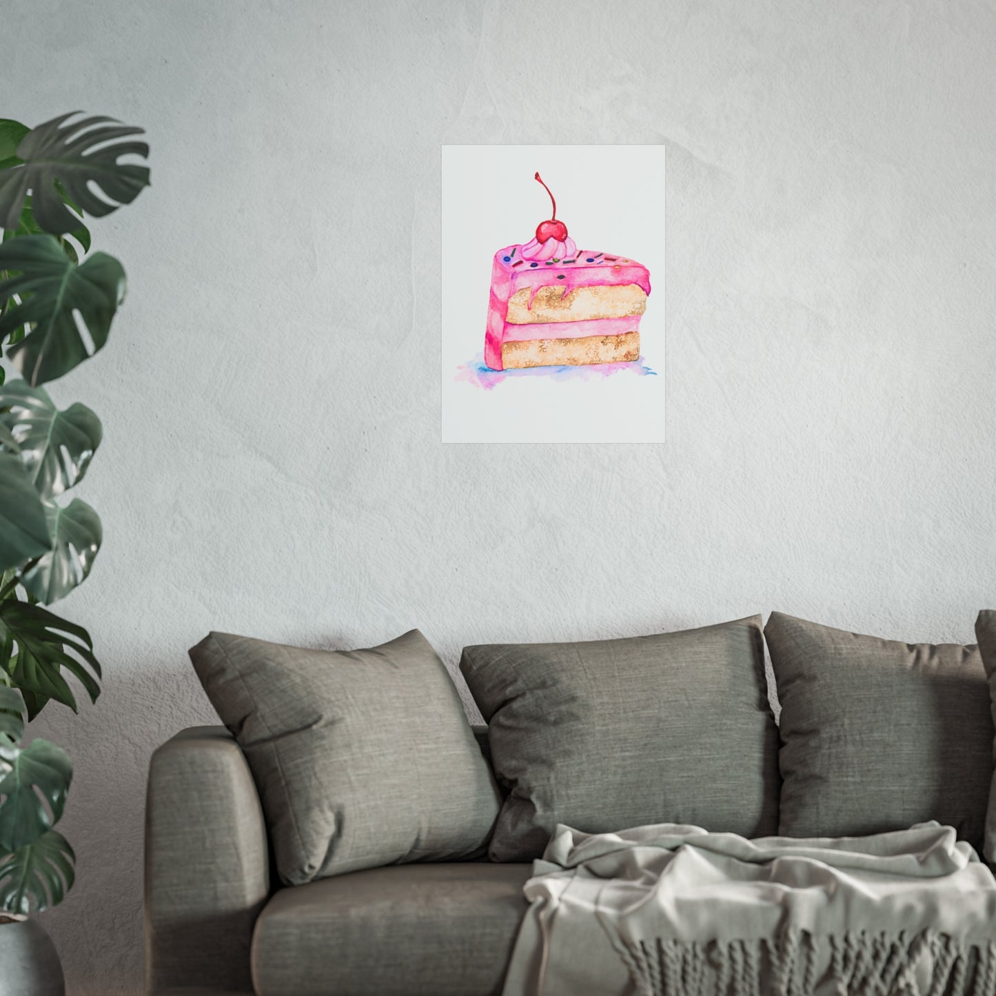 Pink Slice of Cake Giclée Art Print