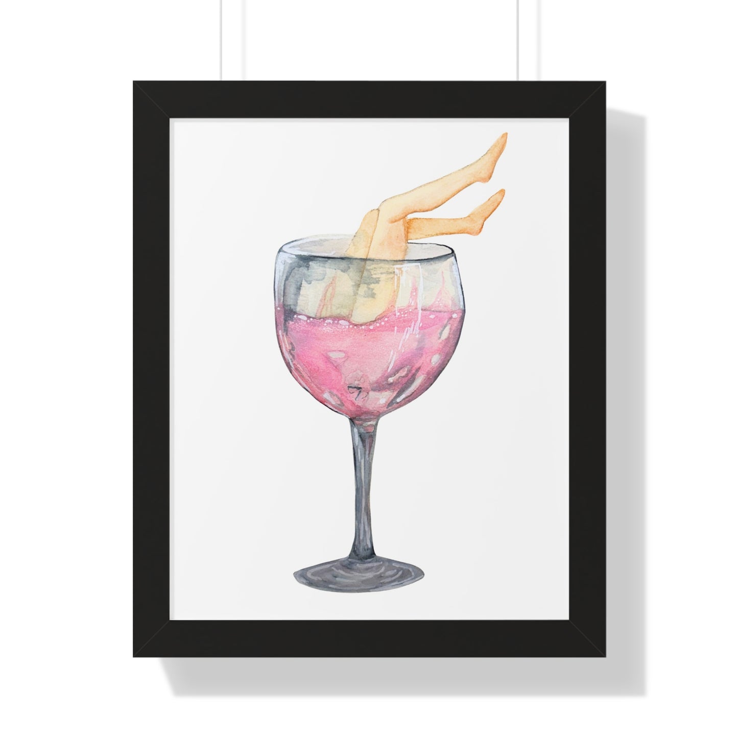 Wine Glass Art Print — Watercolor Cocktail with Legs Framed Print