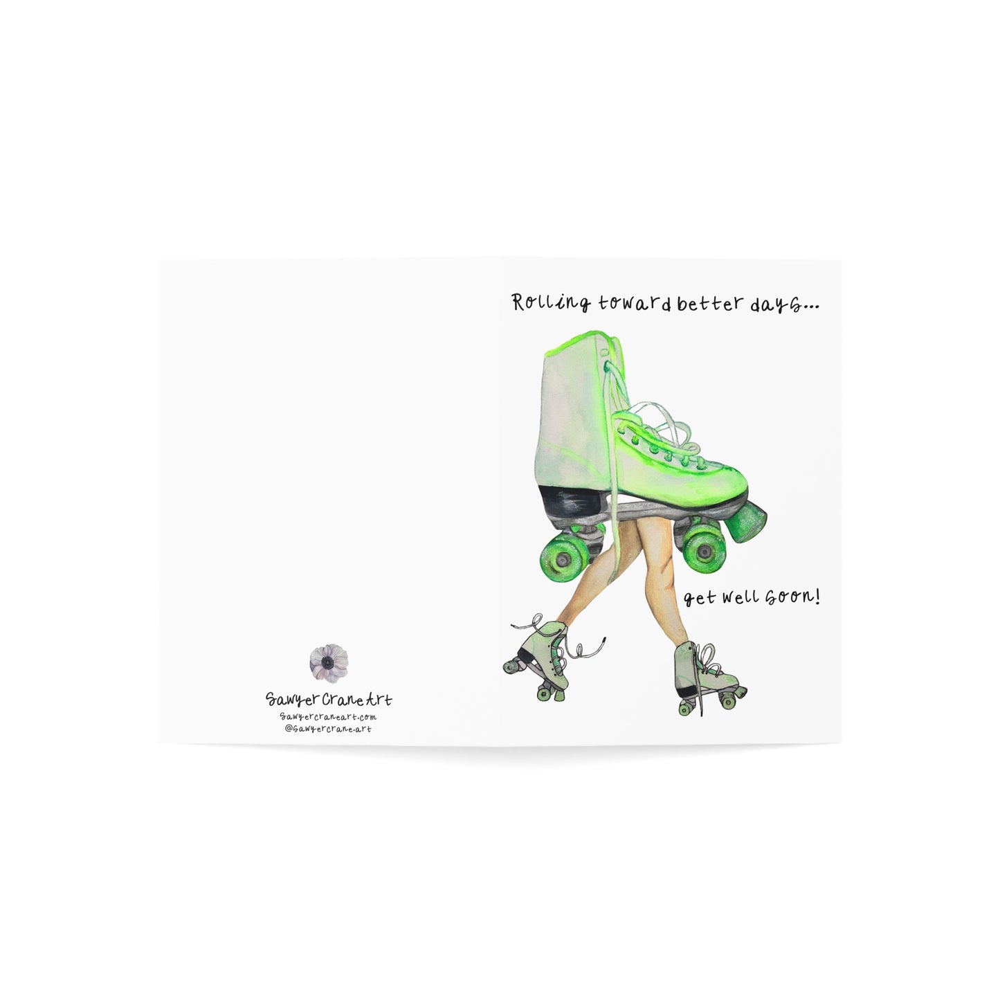 Get Well Card — "Rolling Toward Better Days" Roller Skate Greeting Card (Single & Bulk Packs)