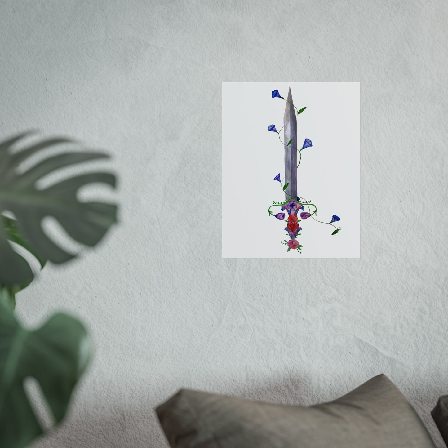 Sword & Vines Giclée Art Print — Floral Dagger Wall Art