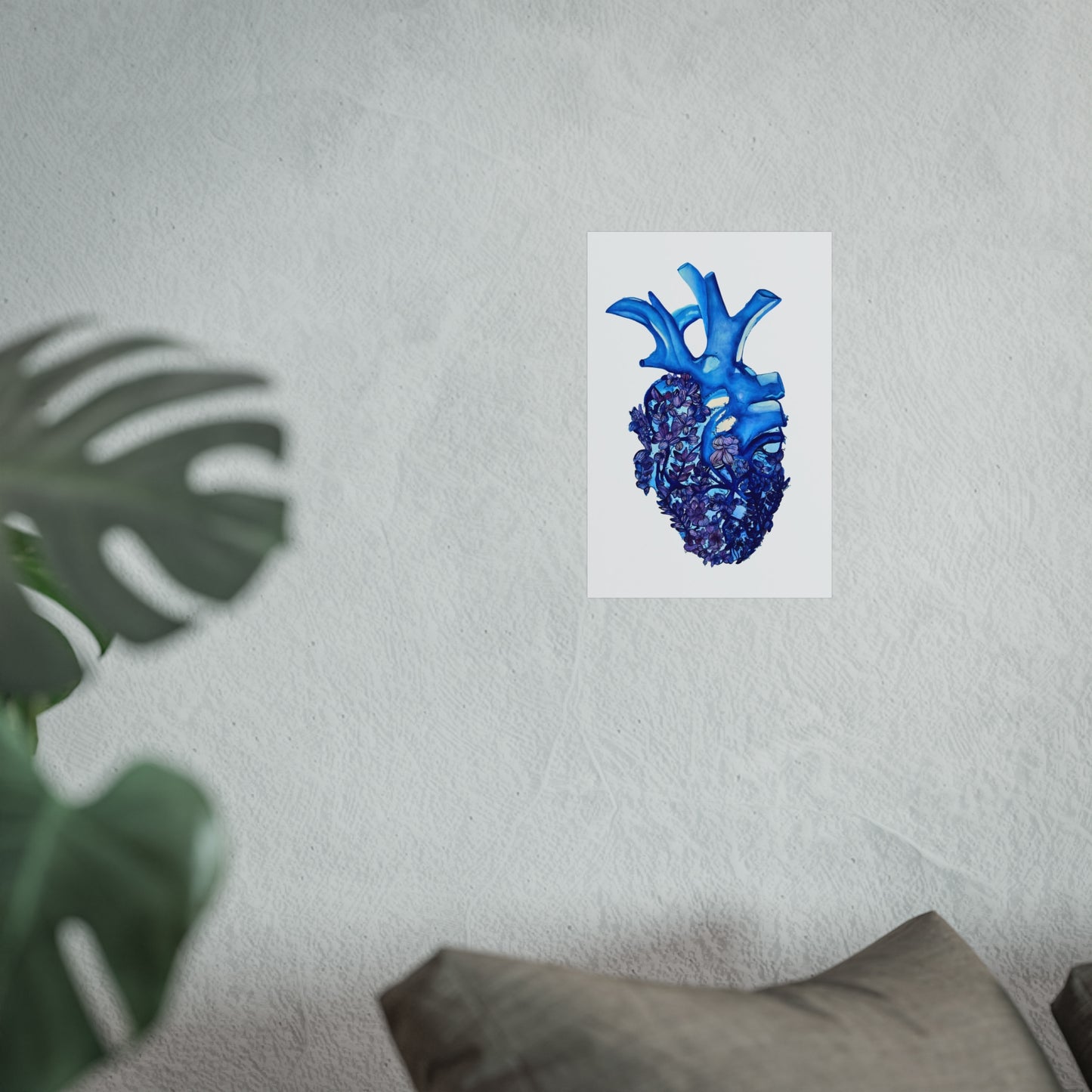 Blue Floral Bluebonnet Heart Giclée Art Print — Botanical Anatomical Wall Art