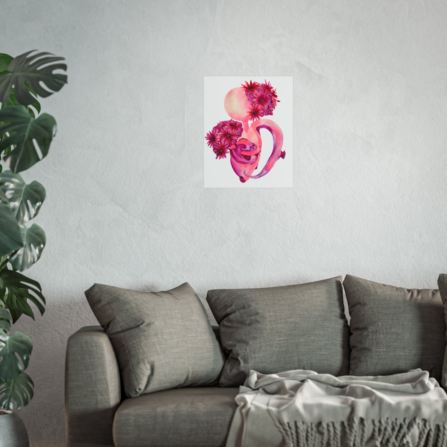 Pink Floral "Femininity Rising"  Giclée Art Print — Watercolor Abstract