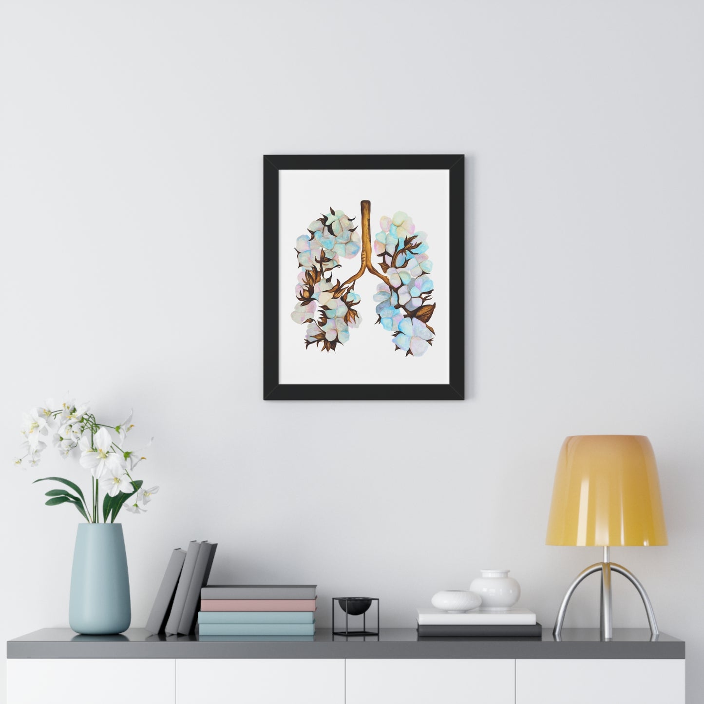 Framed Print- Botanical Lungs Art Print (Cotton Plant Lung Illustration)