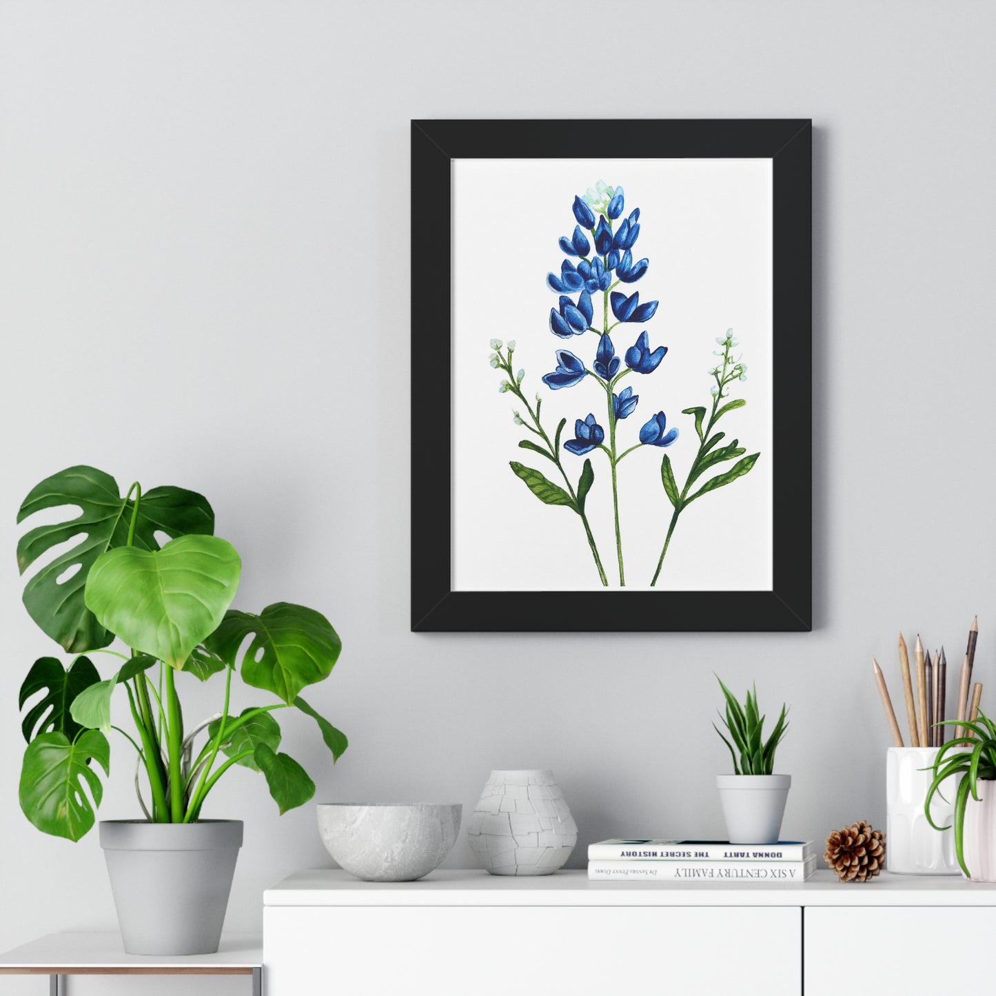 Framed Print — Bluebonnet Texas Watercolor Botanical Print