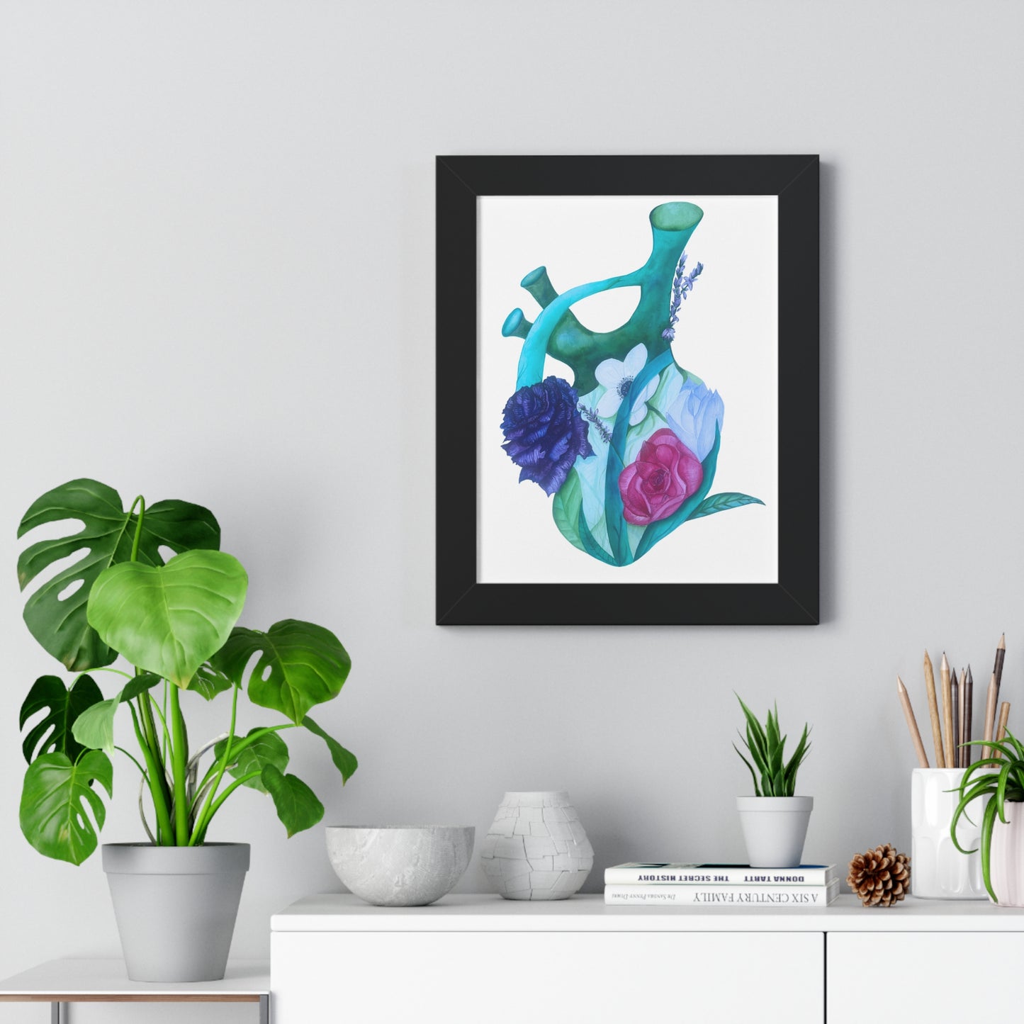 Framed Print — Floral Anatomical Heart Print