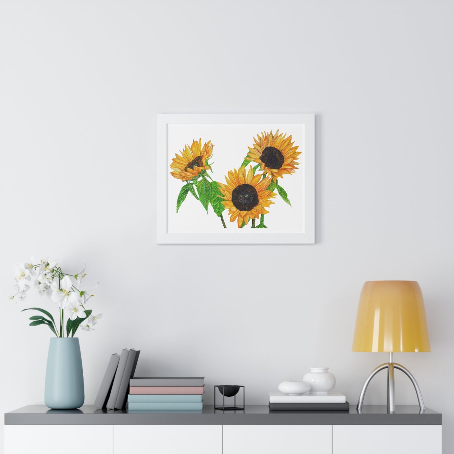 Sunflower Watercolor Framed Print — Bright Botanical Wall Art
