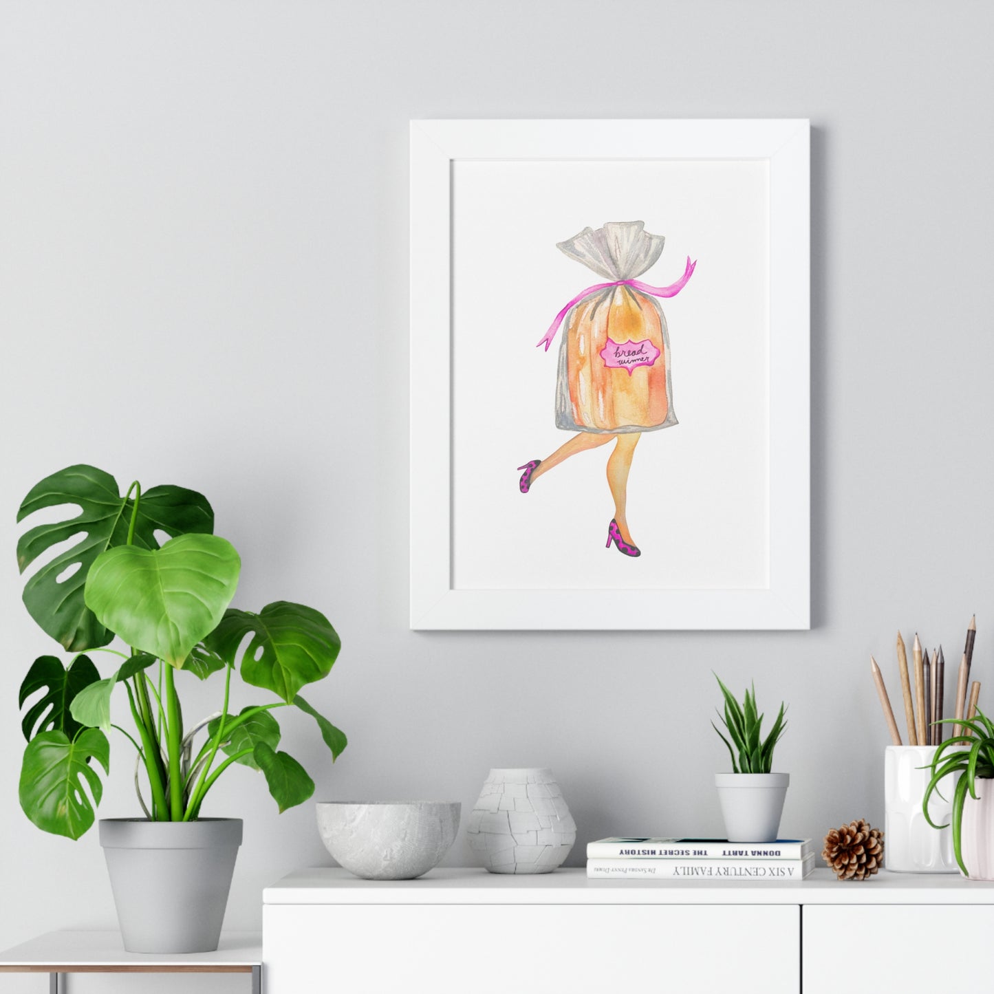 Framed Art Print — Whimsical 'Bread Winner' Art Print