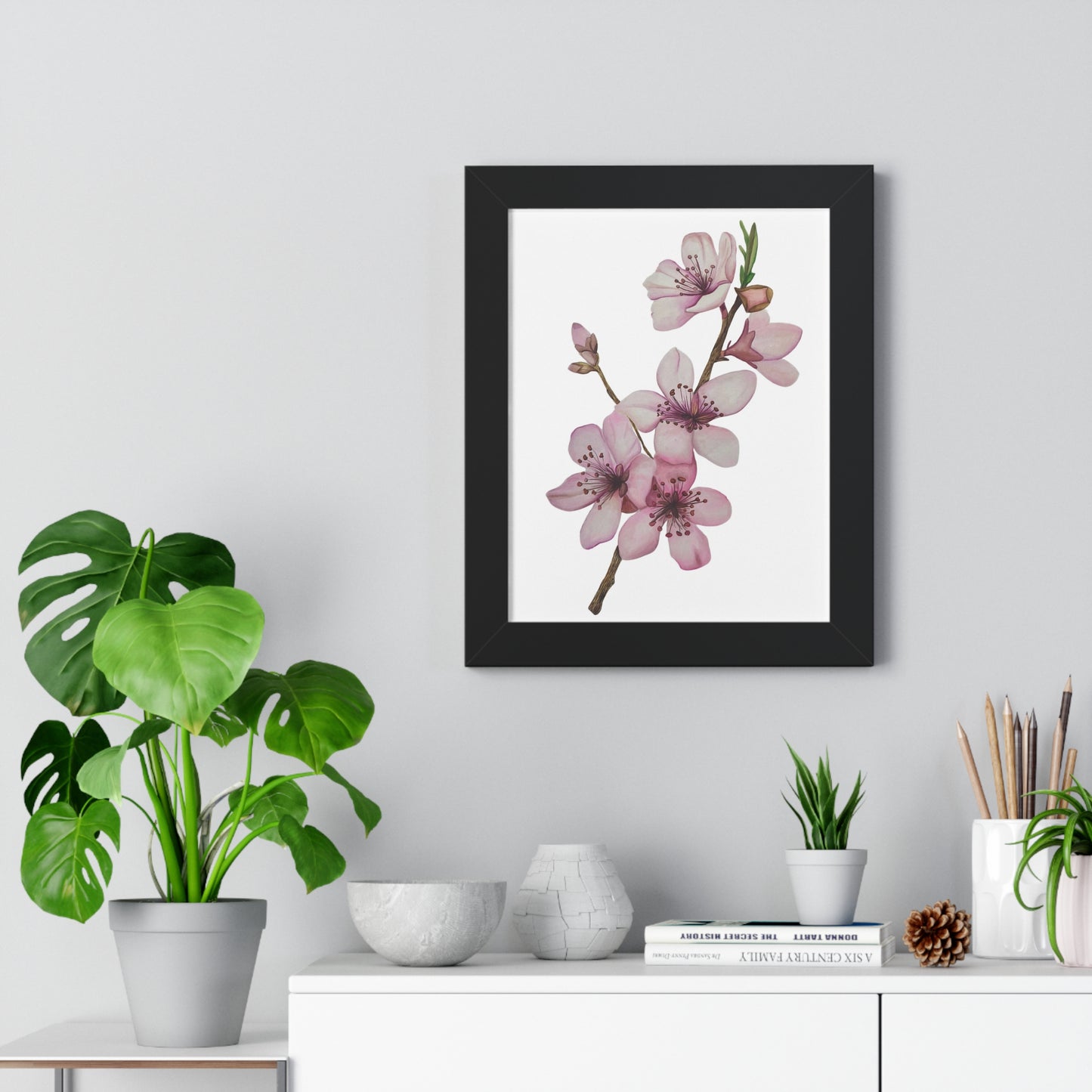 Framed Cherry Blossom Print — Pink Floral Wall Art Print