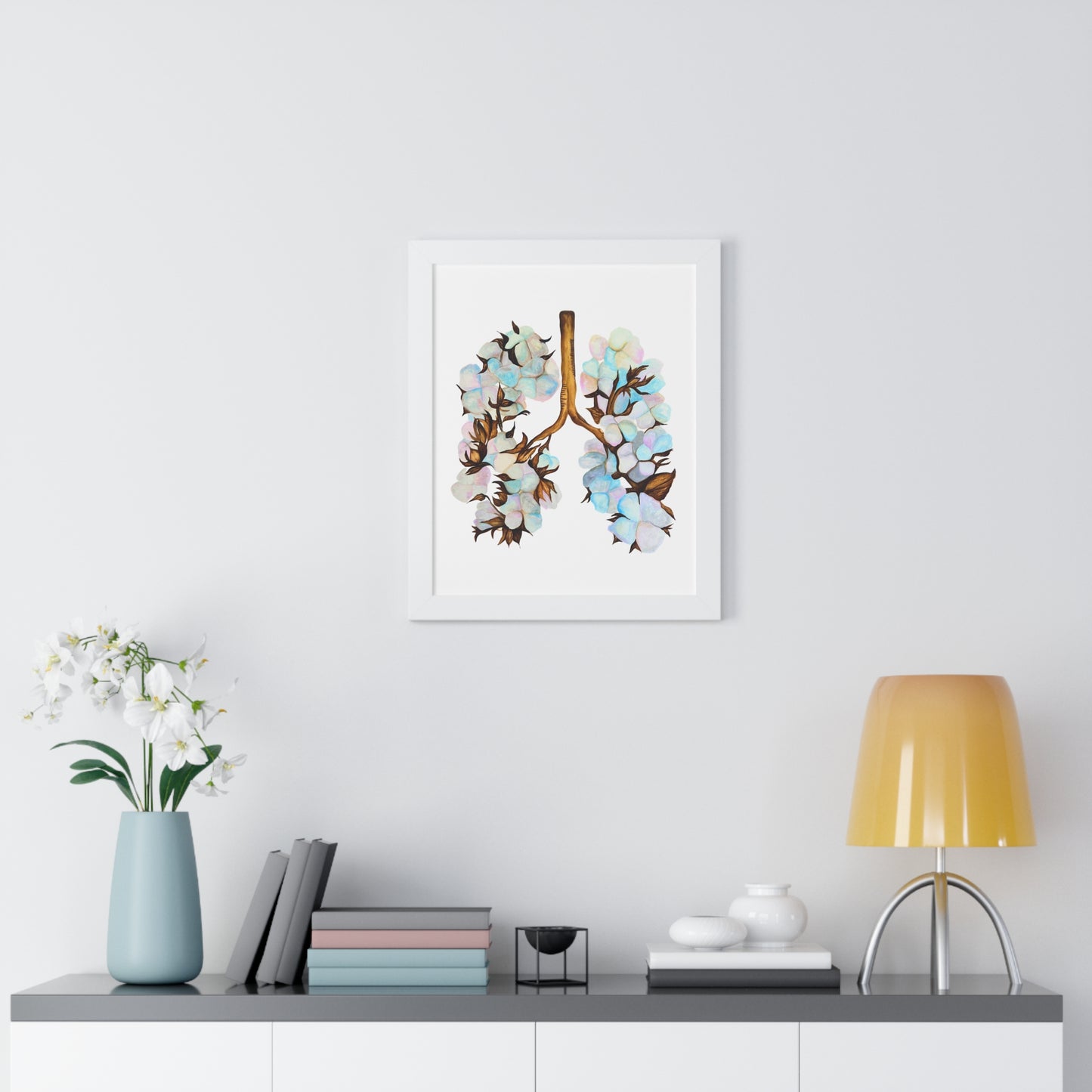Framed Print- Botanical Lungs Art Print (Cotton Plant Lung Illustration)