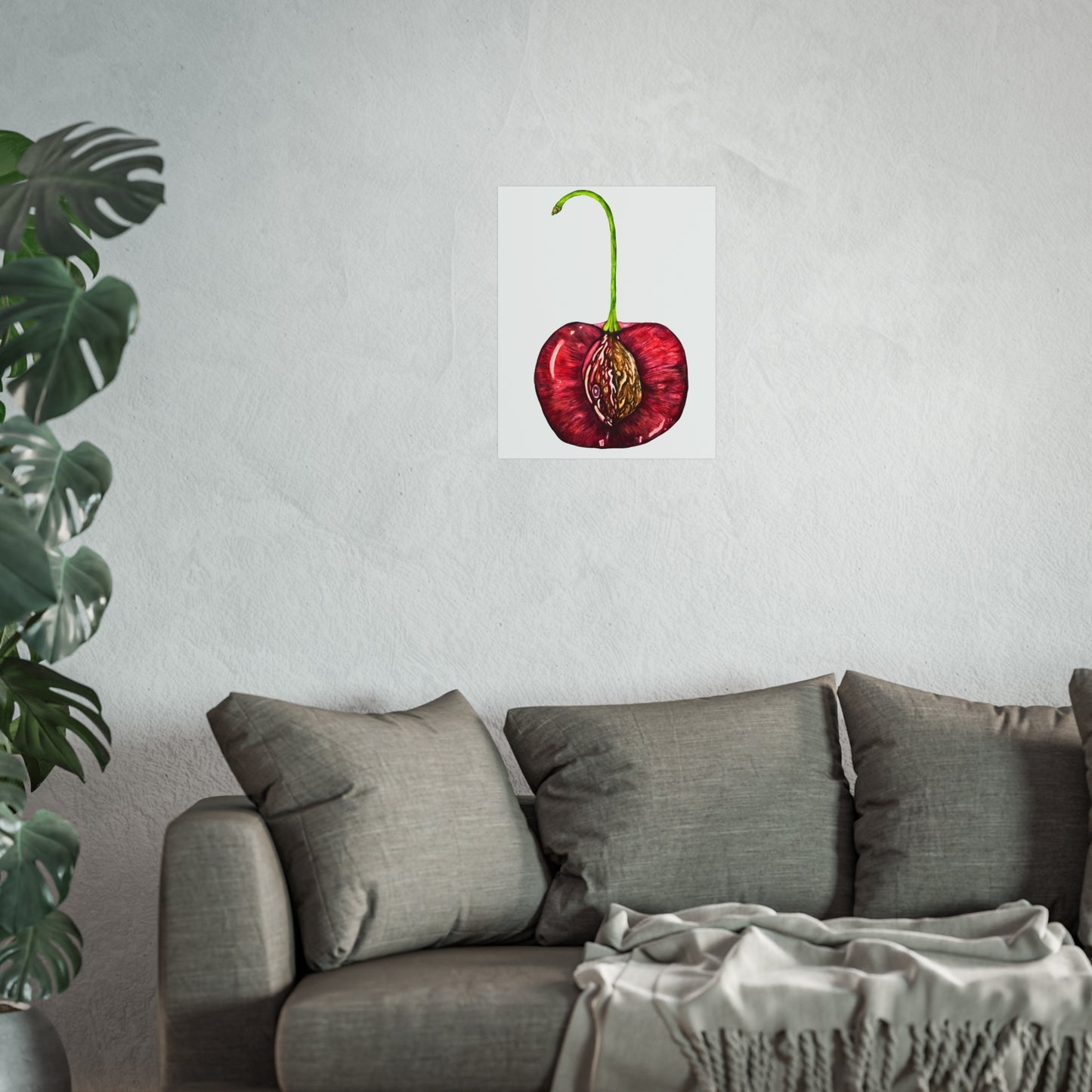 Giclée Art Print — Botanical Cherry Pit Watercolor Print
