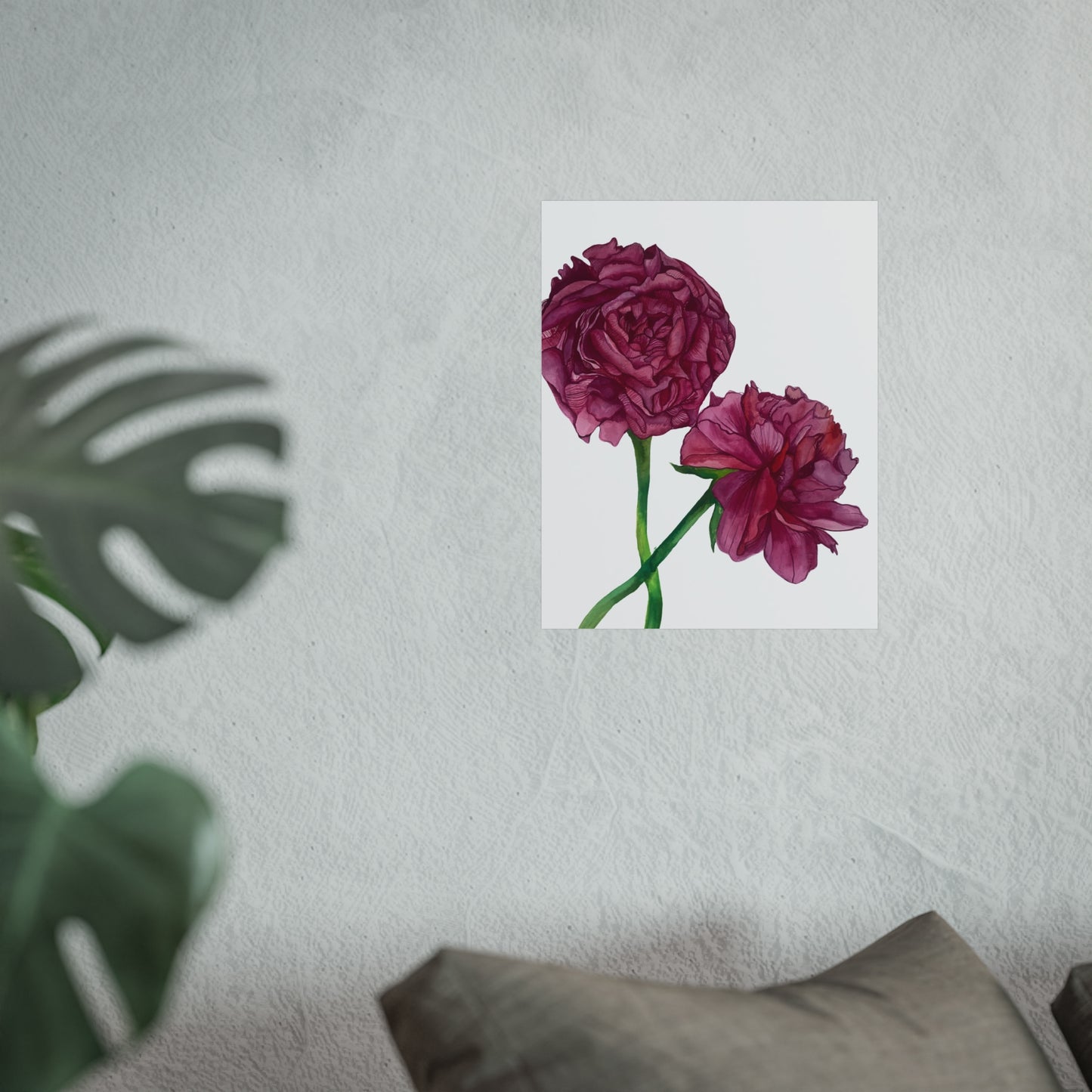 Peony Watercolor Giclée Art Print — Botanical Wall Art, Pink Floral Illustration