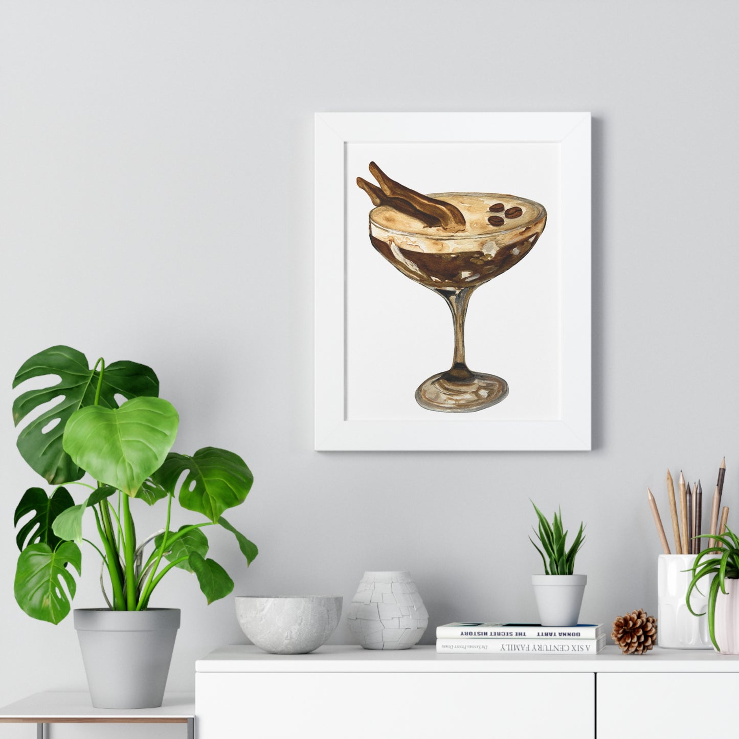 Espresso Martini with Legs Art Print — Framed