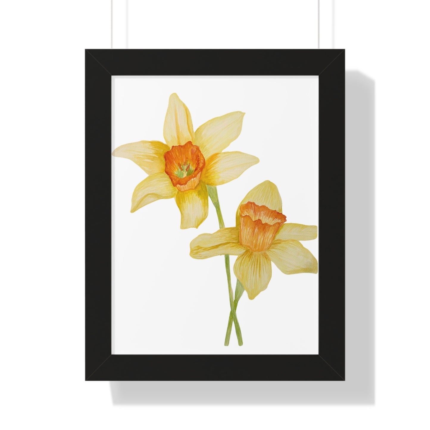 Daffodil Botanical Framed Print — Yellow Watercolor Flower Wall Art