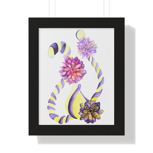 Framed Poster — Purple & Yellow Floral Abstract Art Print