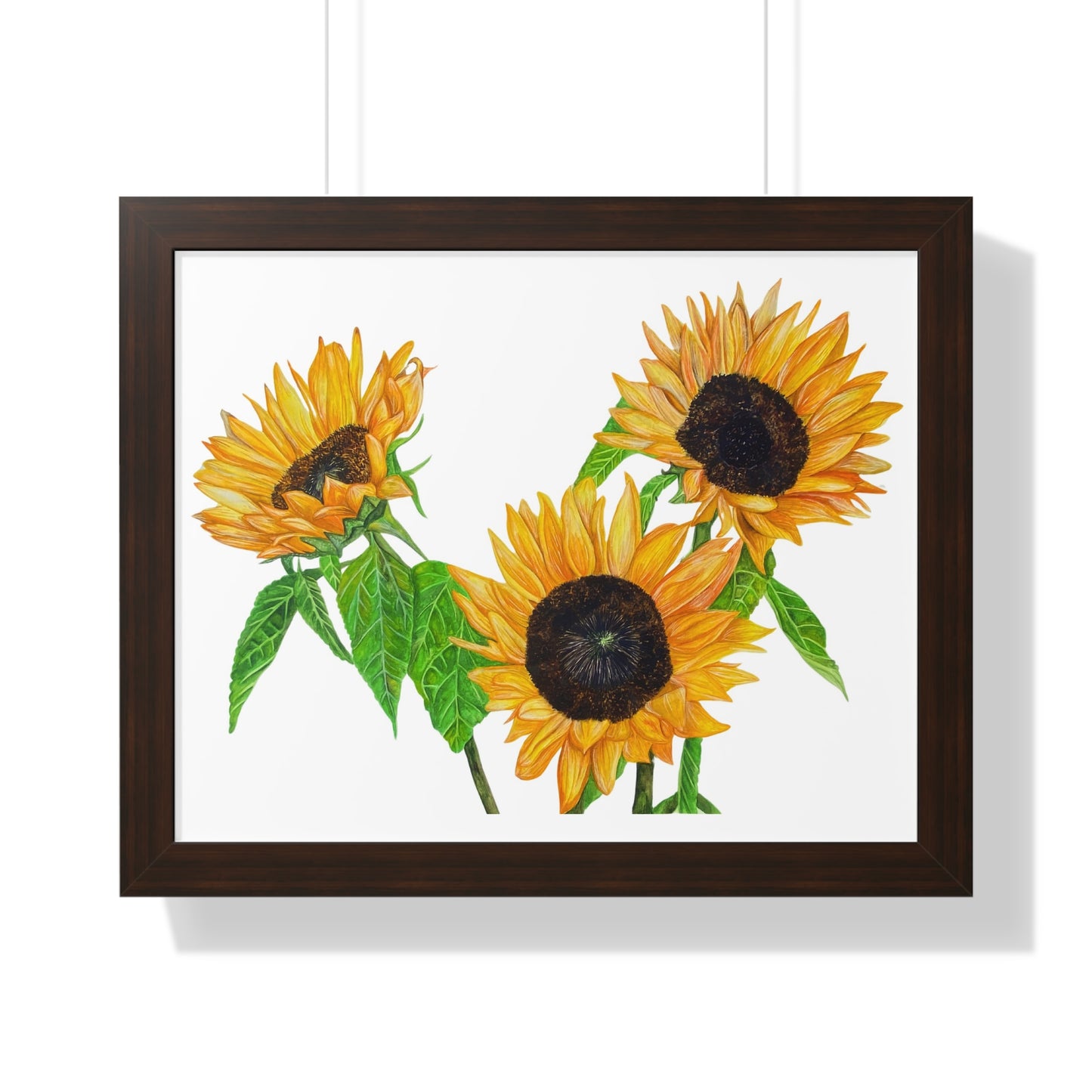 Sunflower Watercolor Framed Print — Bright Botanical Wall Art
