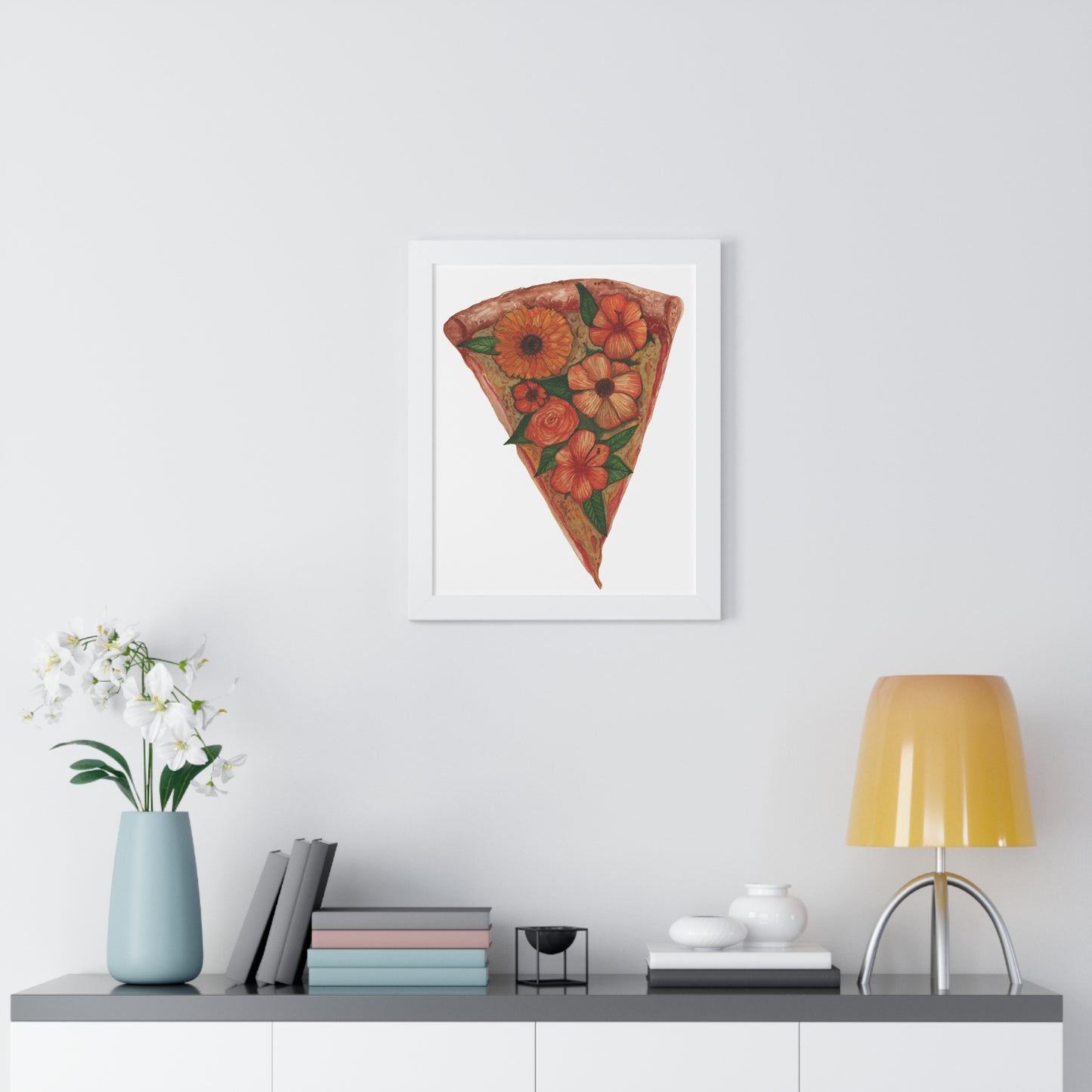 Floral Pizza Slice Art Print