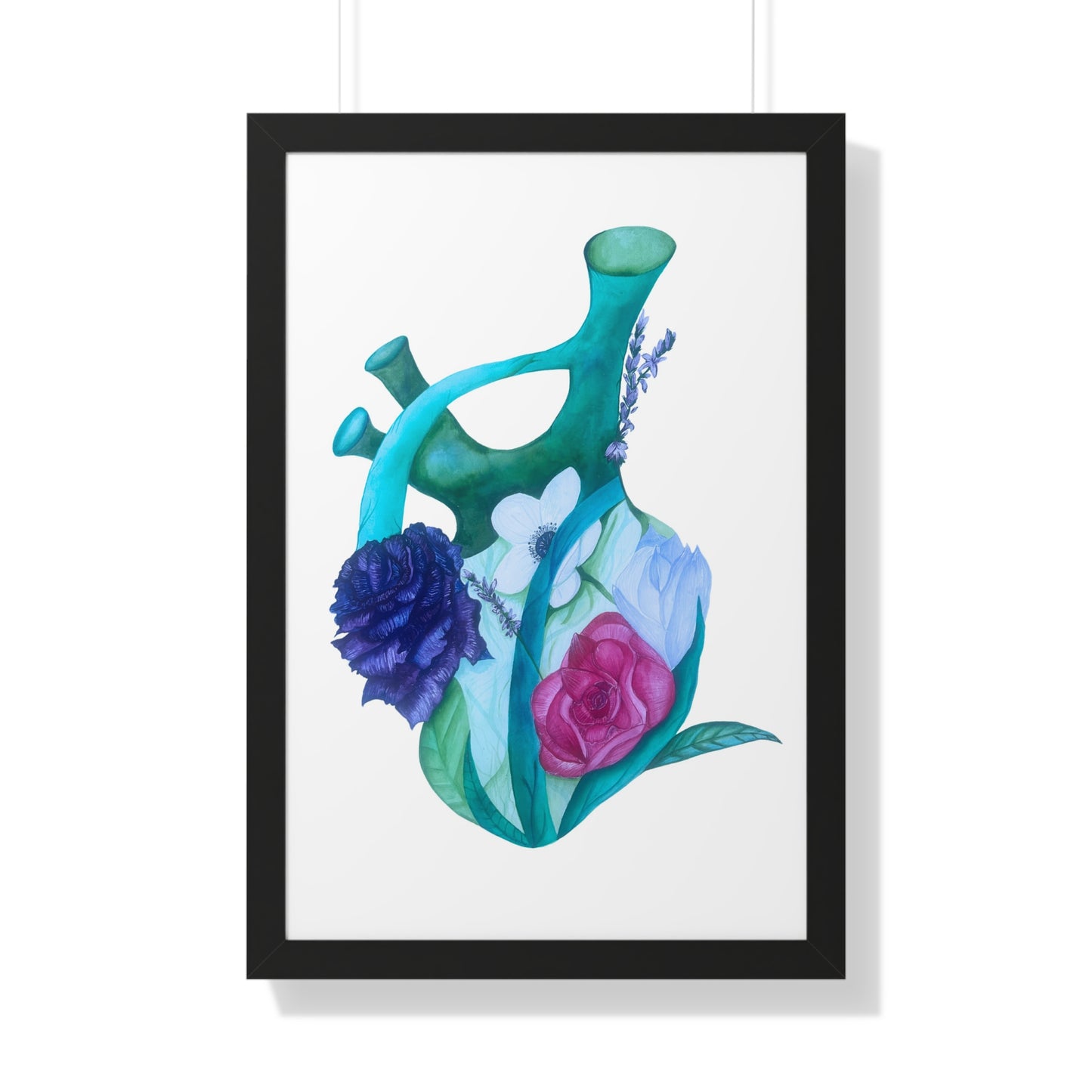 Framed Print — Floral Anatomical Heart Print