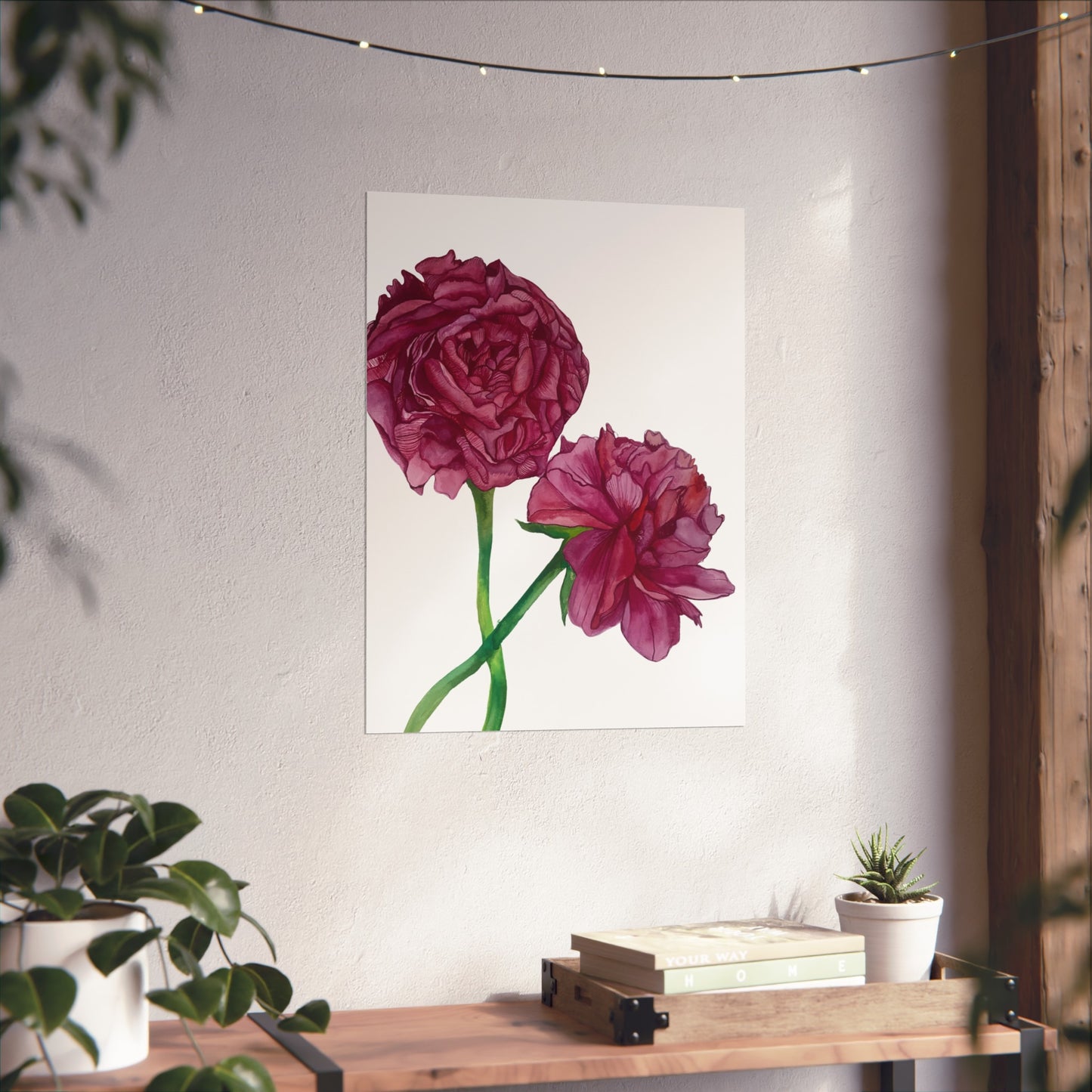 Peony Watercolor Giclée Art Print — Botanical Wall Art, Pink Floral Illustration