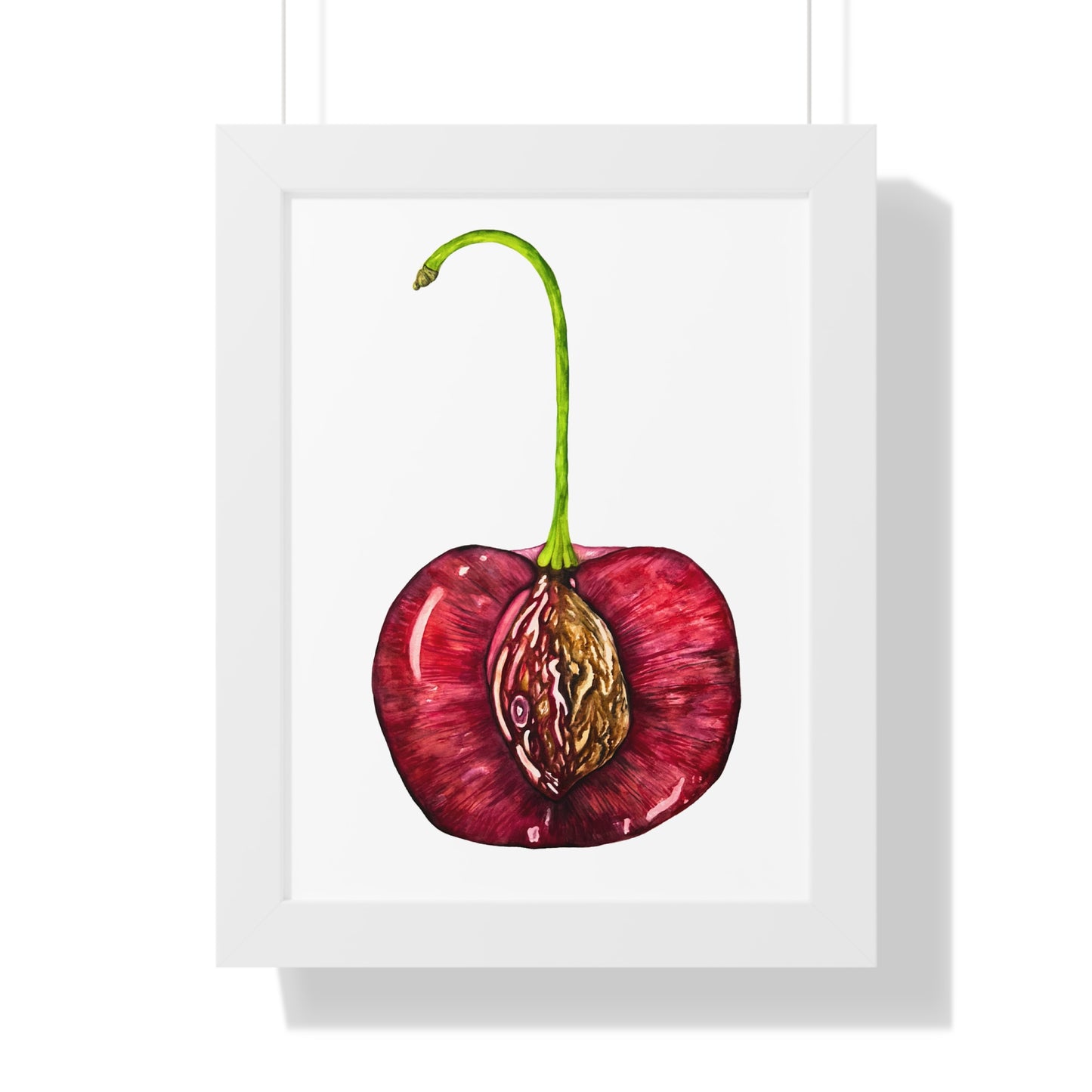 Cherry Pit Watercolor Framed Art Print