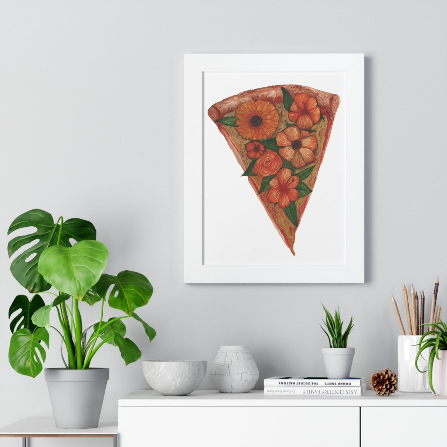 Floral Pizza Slice Art Print