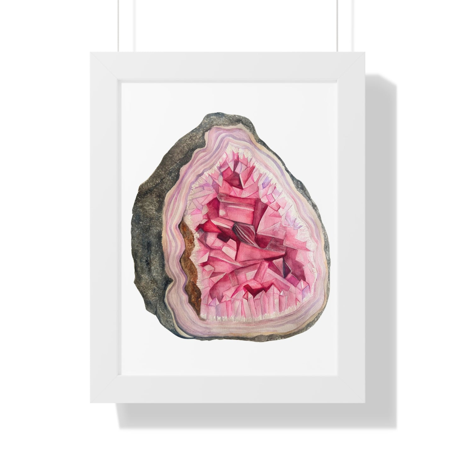 Pink Geode Art Print — Framed Print
