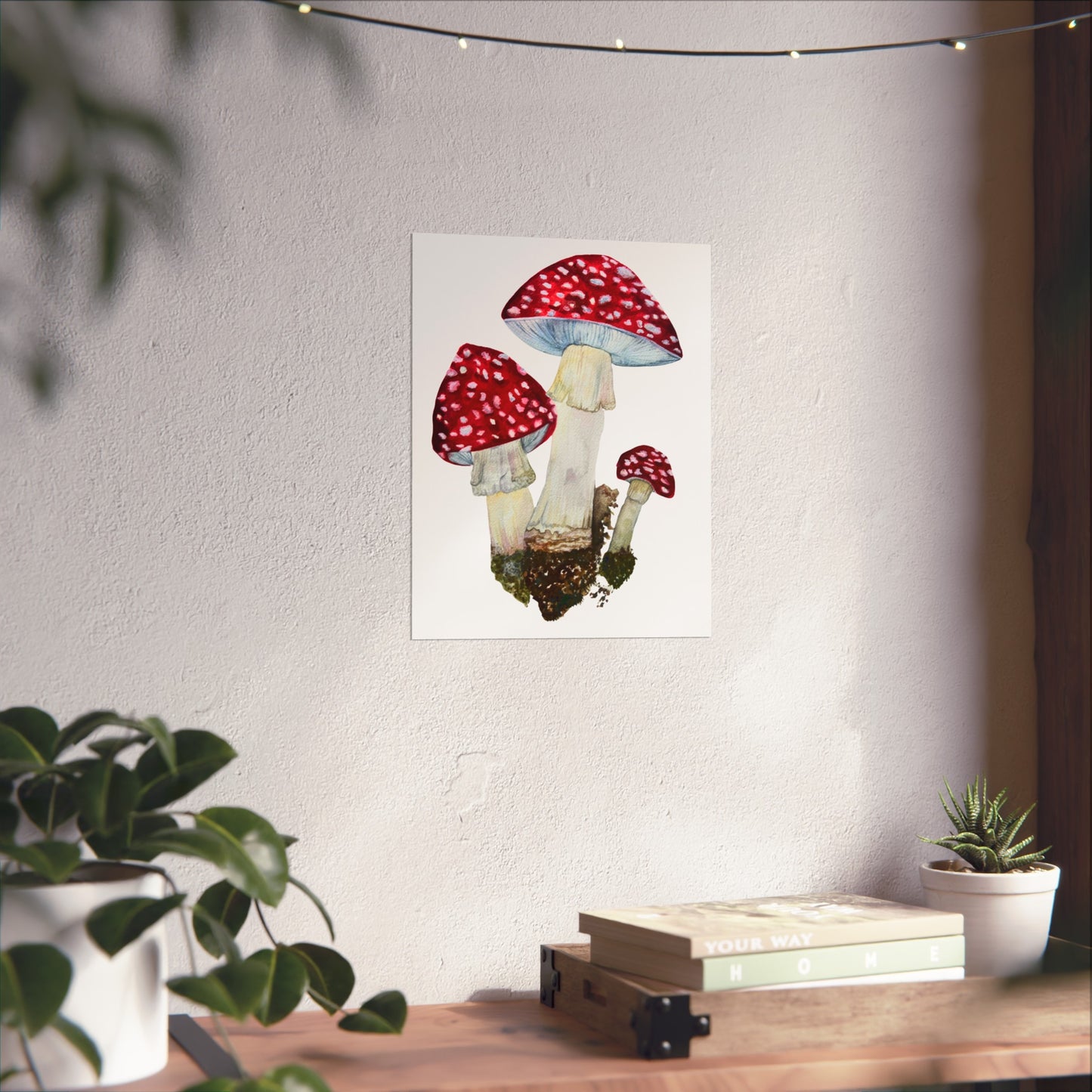 Red Fly Agaric Toadstoll Mushroom Giclée Art Print — Botanical Watercolor Wall Art