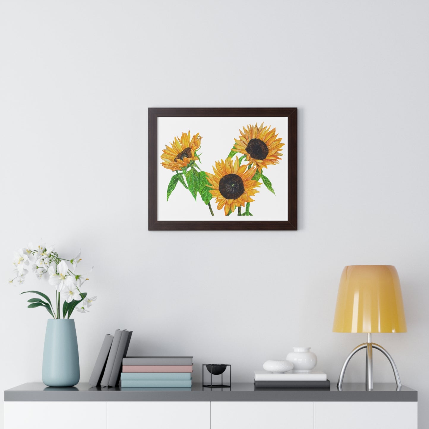 Sunflower Watercolor Framed Print — Bright Botanical Wall Art