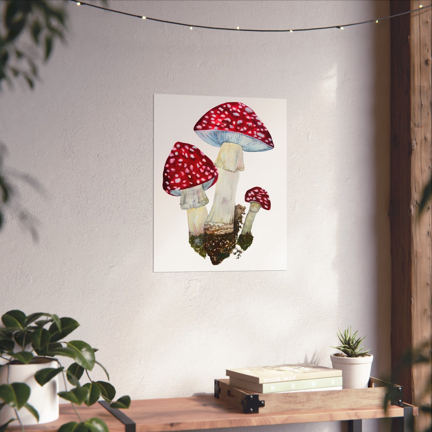Red Fly Agaric Toadstoll Mushroom Giclée Art Print — Botanical Watercolor Wall Art