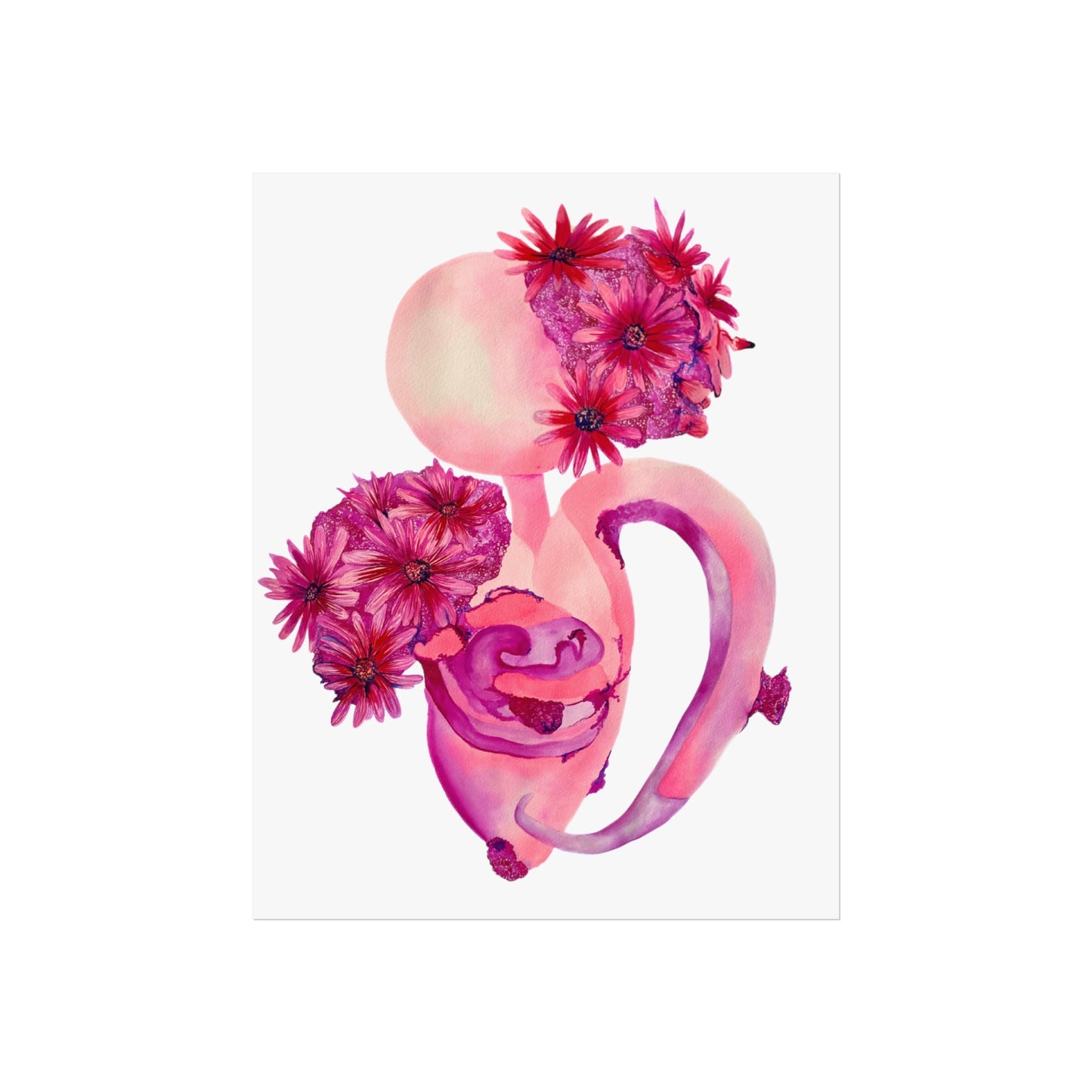Pink Floral "Femininity Rising"  Giclée Art Print — Watercolor Abstract