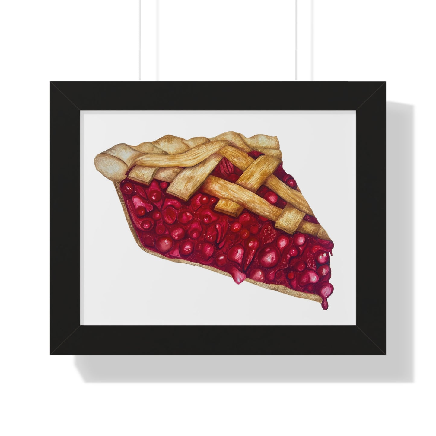 Cherry Pie Slice Framed Print — Watercolor Kitchen Wall Art