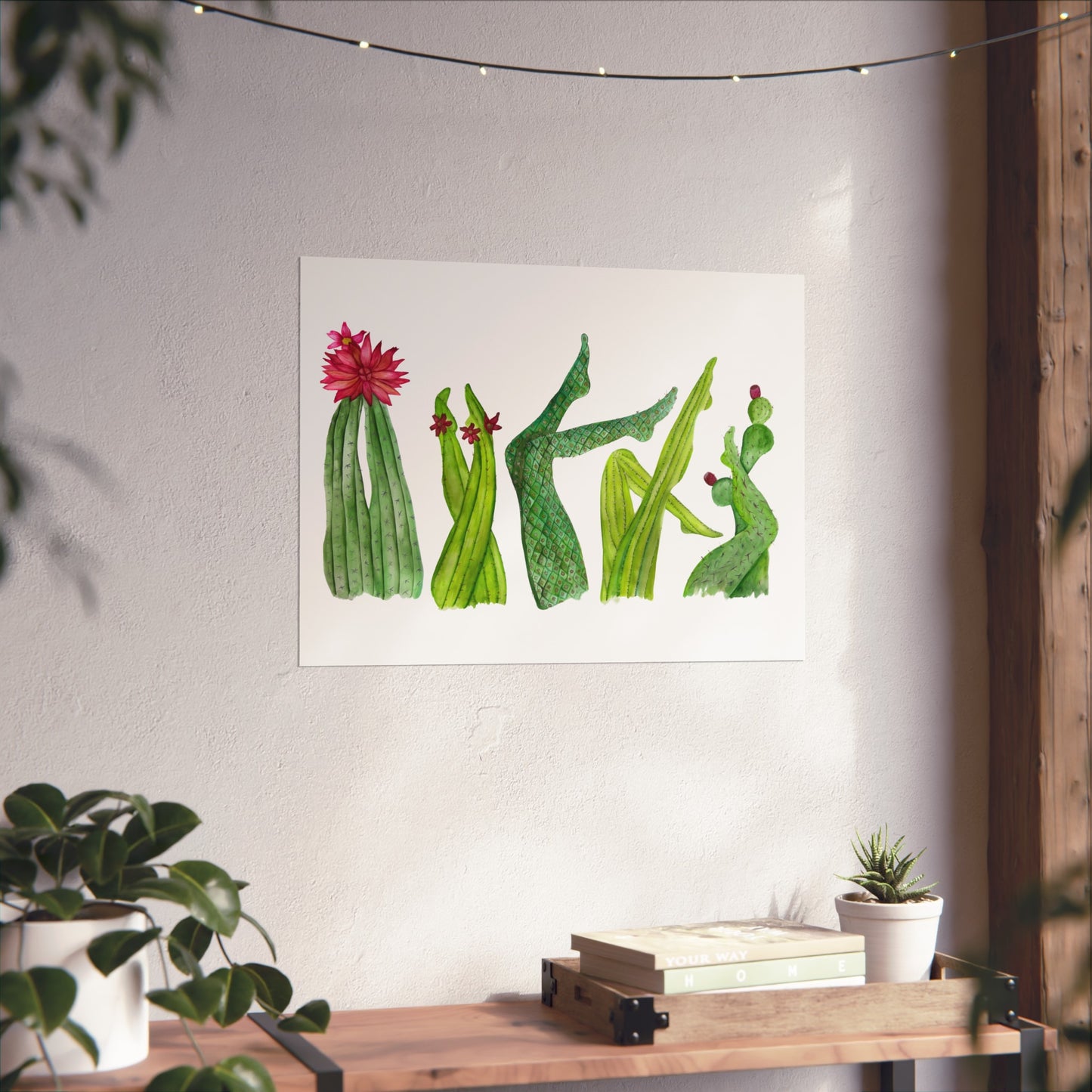Cactus Legs Watercolor Giclée Art Print — Playful Green Succulent Wall Art