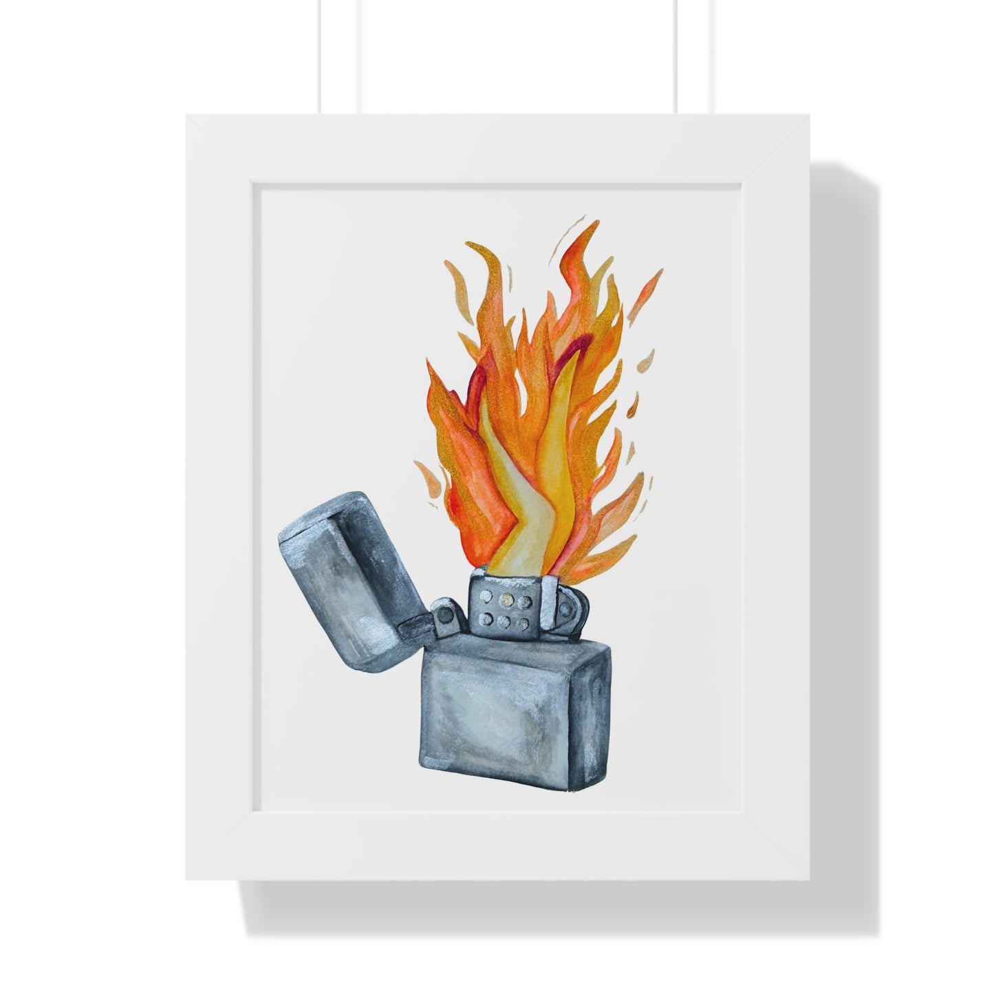 Flaming Lighter with Legs — Watercolor Fire Art Print