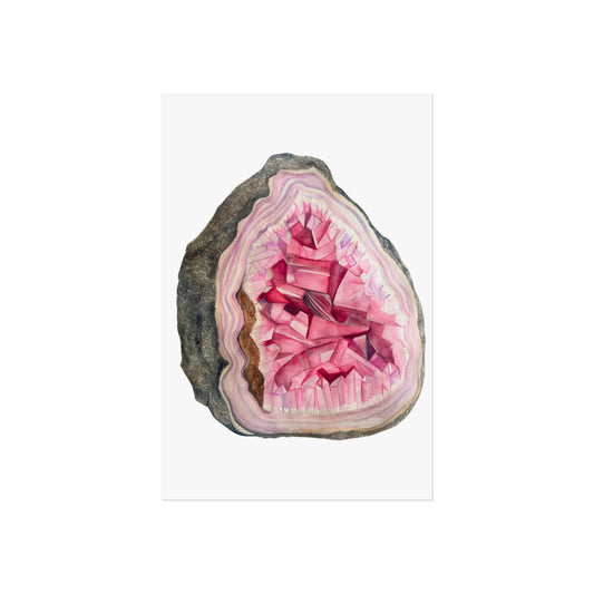 Pink Geode Giclée Art Print — Crystal Wall Art for Home Décor