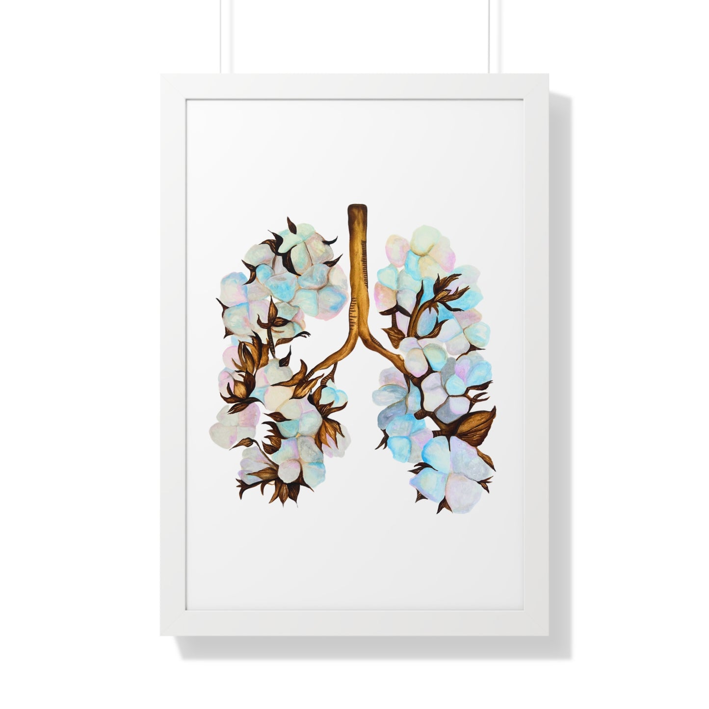 Framed Print- Botanical Lungs Art Print (Cotton Plant Lung Illustration)