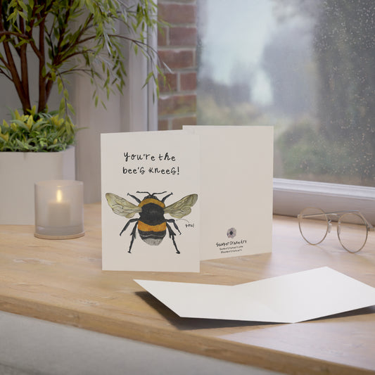 Bee's Knees Floral Bee Greeting Card — Funny 'Just Because' Humorous Bumblebee Note