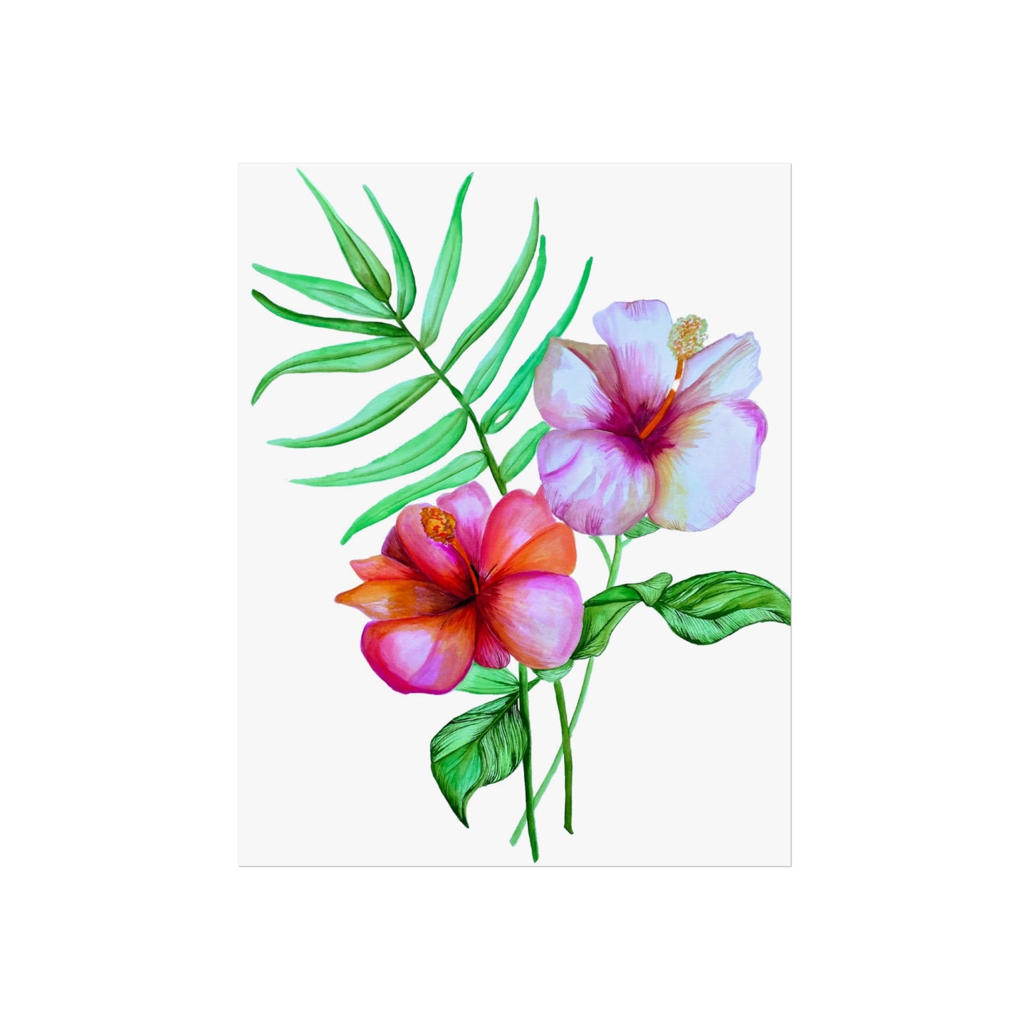Tropical Hibiscus Giclée Art Print — Watercolor Floral Wall Art