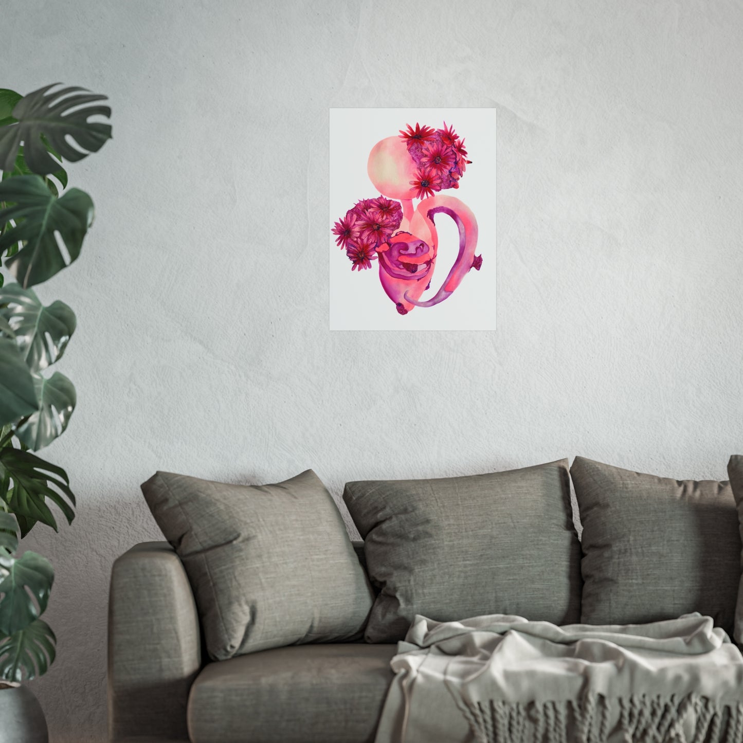Pink Floral "Femininity Rising"  Giclée Art Print — Watercolor Abstract