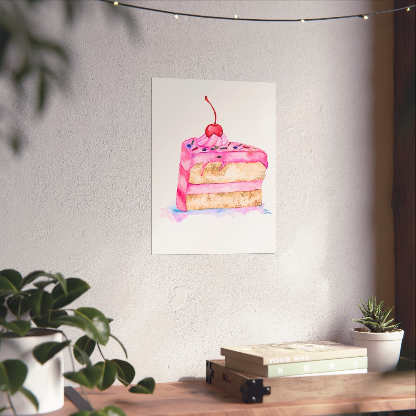 Pink Slice of Cake Giclée Art Print