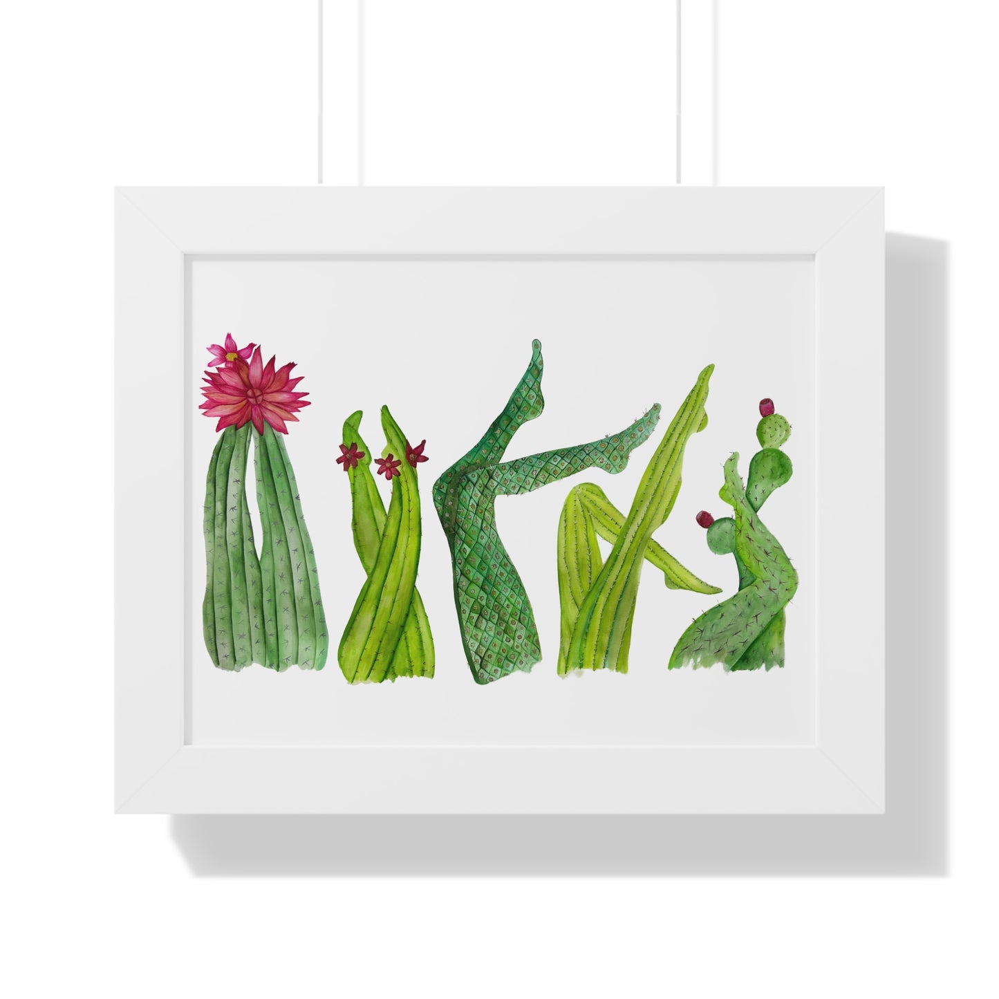 Cactus Legs Watercolor Framed Print — Botanical Horizontal Wall Art