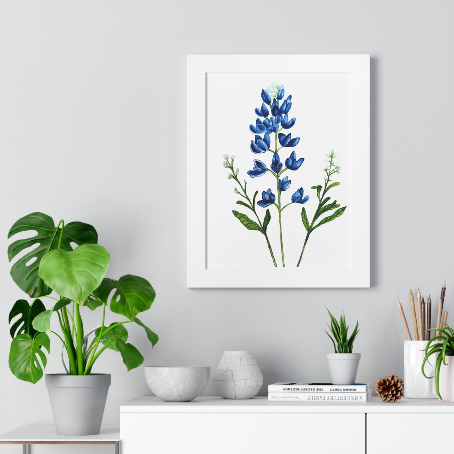 Framed Print — Bluebonnet Texas Watercolor Botanical Print