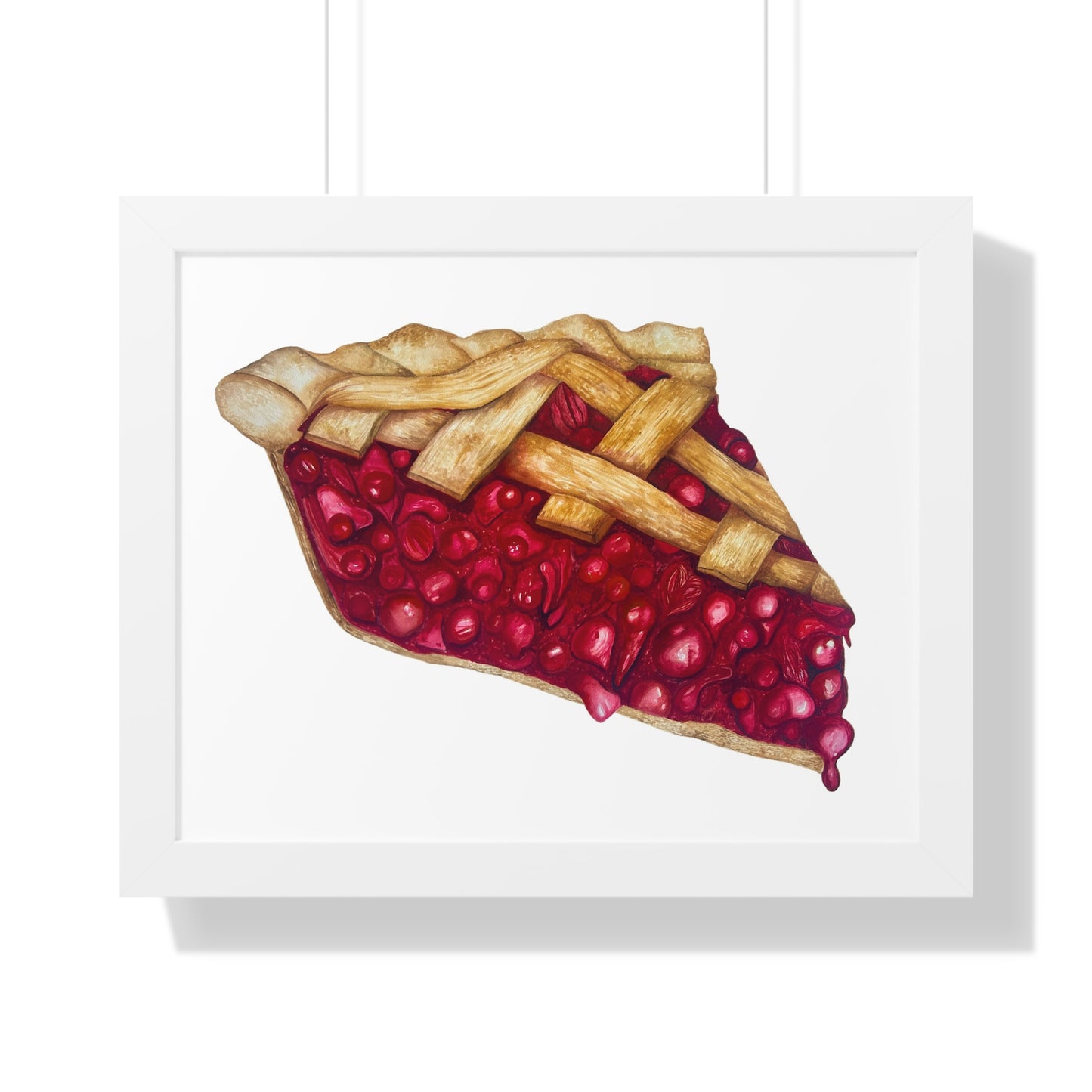 Cherry Pie Slice Framed Print — Watercolor Kitchen Wall Art