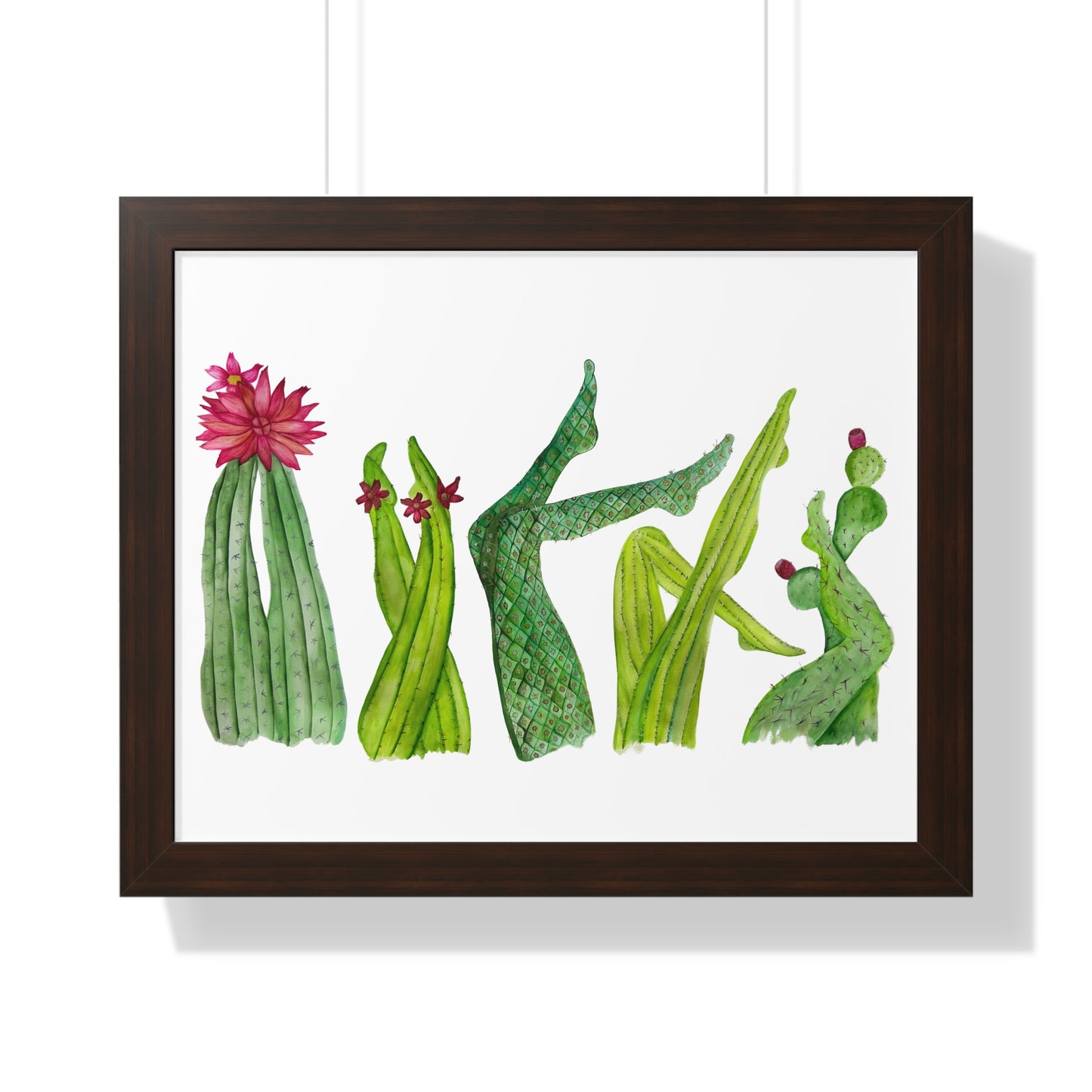 Cactus Legs Watercolor Framed Print — Botanical Horizontal Wall Art